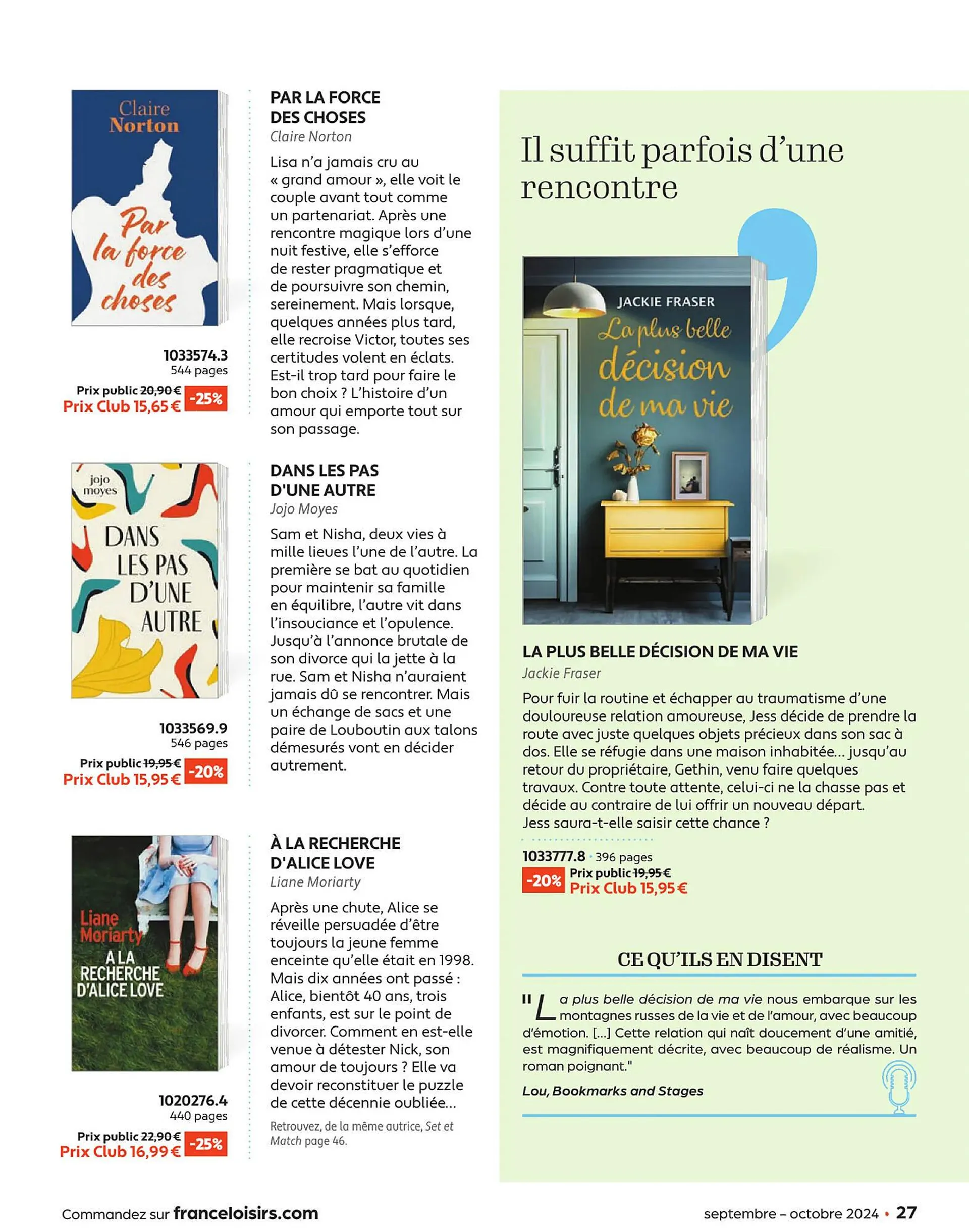 Catalogue France Loisirs du 1 septembre au 31 octobre 2024 - Catalogue page 27