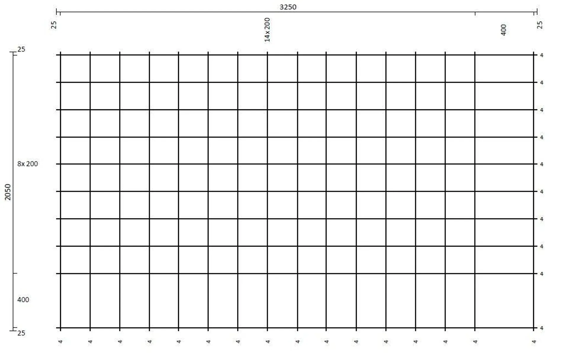 Treillis soudé INDI-TS AF PLUS - D. 4 mm - 3,25 m x 2,05 m - maille 200 x 200 mm - Les Indispensables