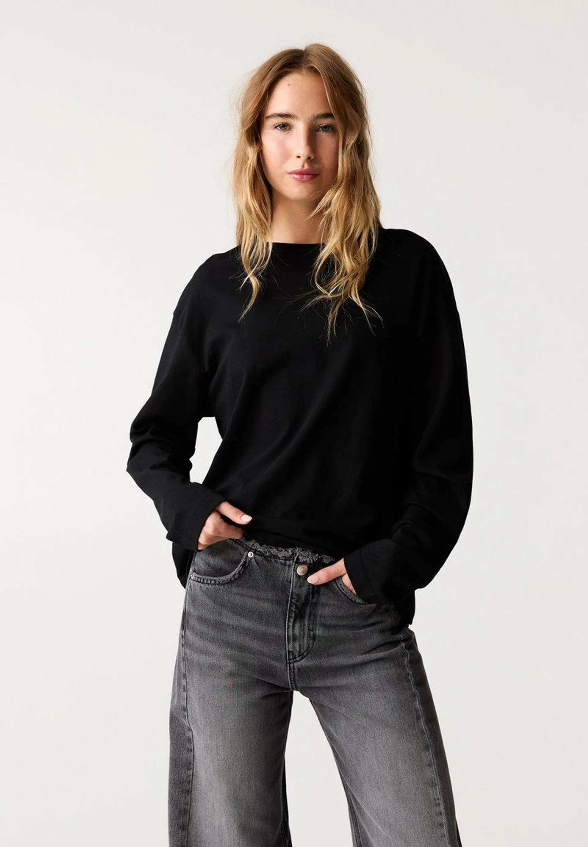 OVERSIZE - T-shirt à manches longues - black