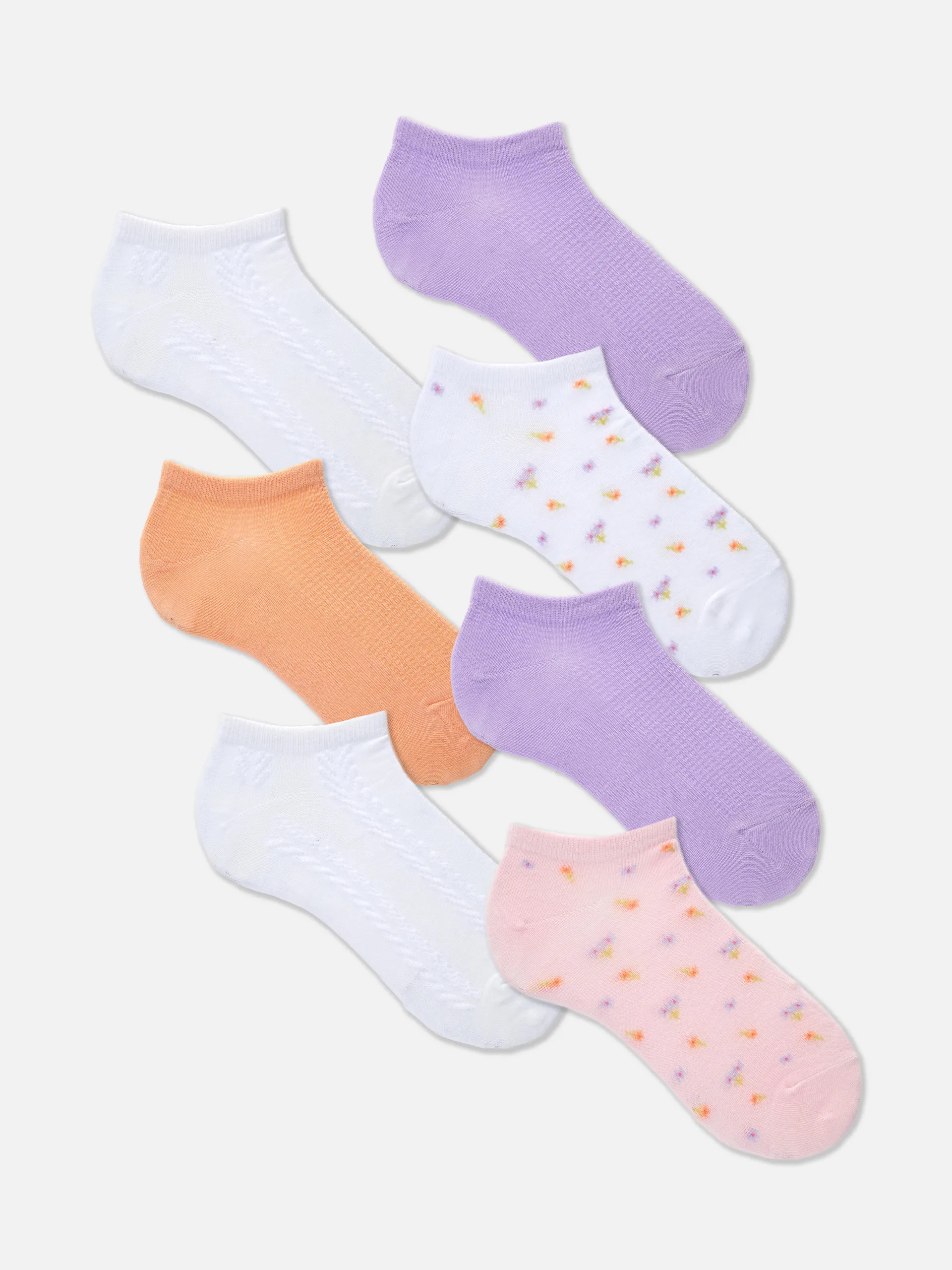 Lot de 7 paires de chaussettes pour baskets imprimé floral varié