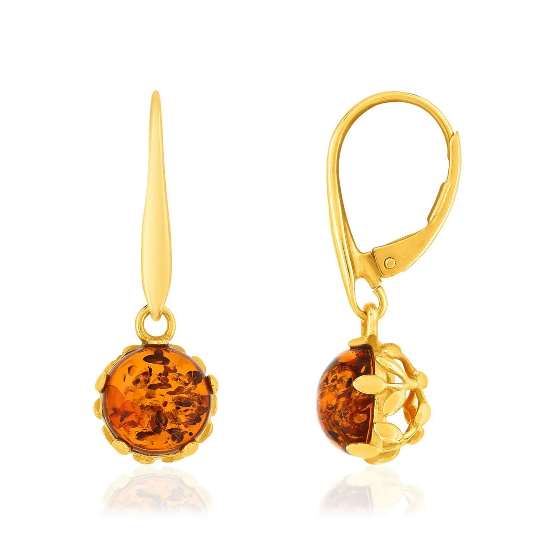 Boucles d'oreilles or 375 jaune ambre