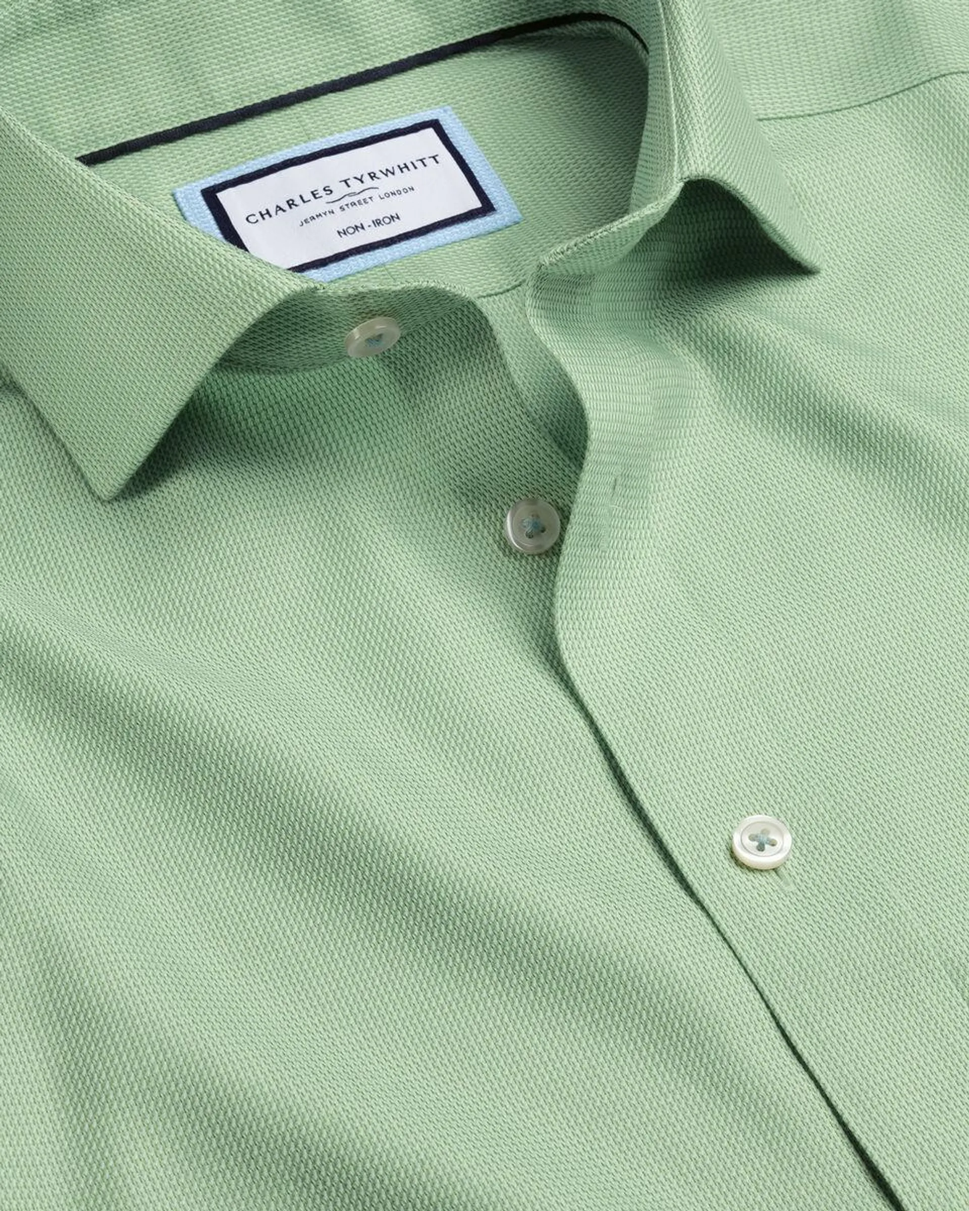 details about product: Cutaway Collar Non-Iron Mayfair Weave Shirt - Light Green