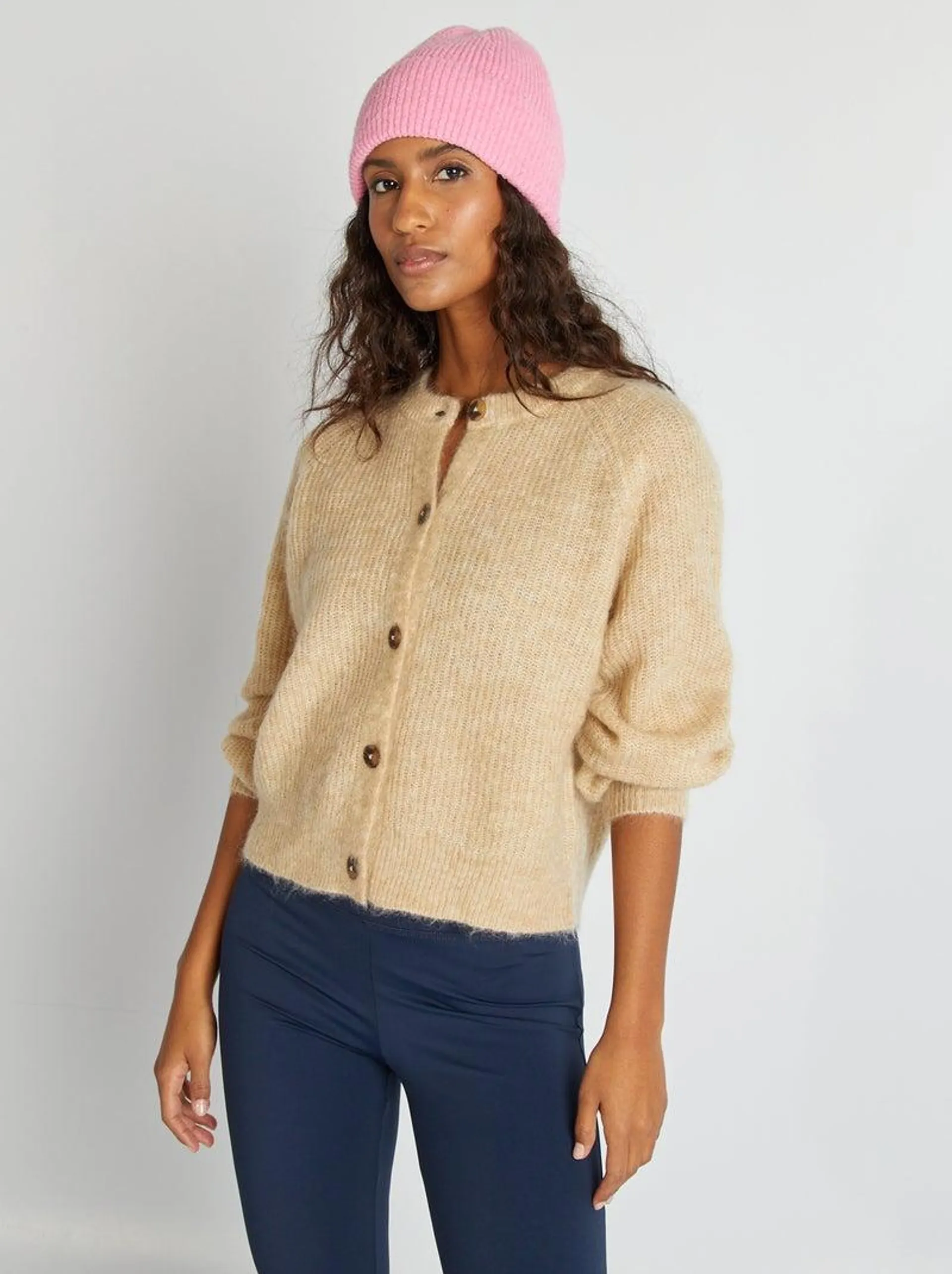 Gilet en laine et mohair mélangé - Beige