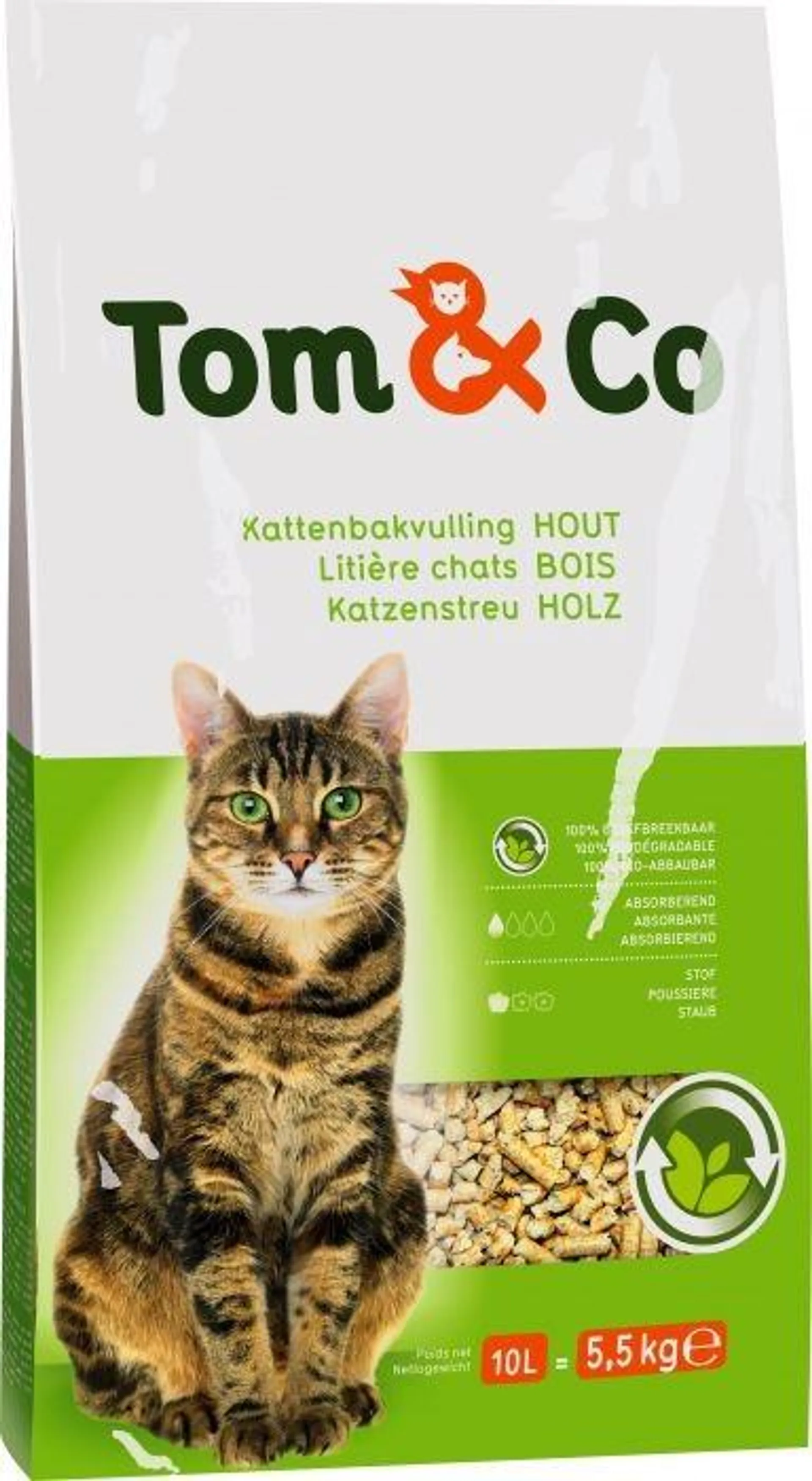 Litière pour chat tom&co bois 10l