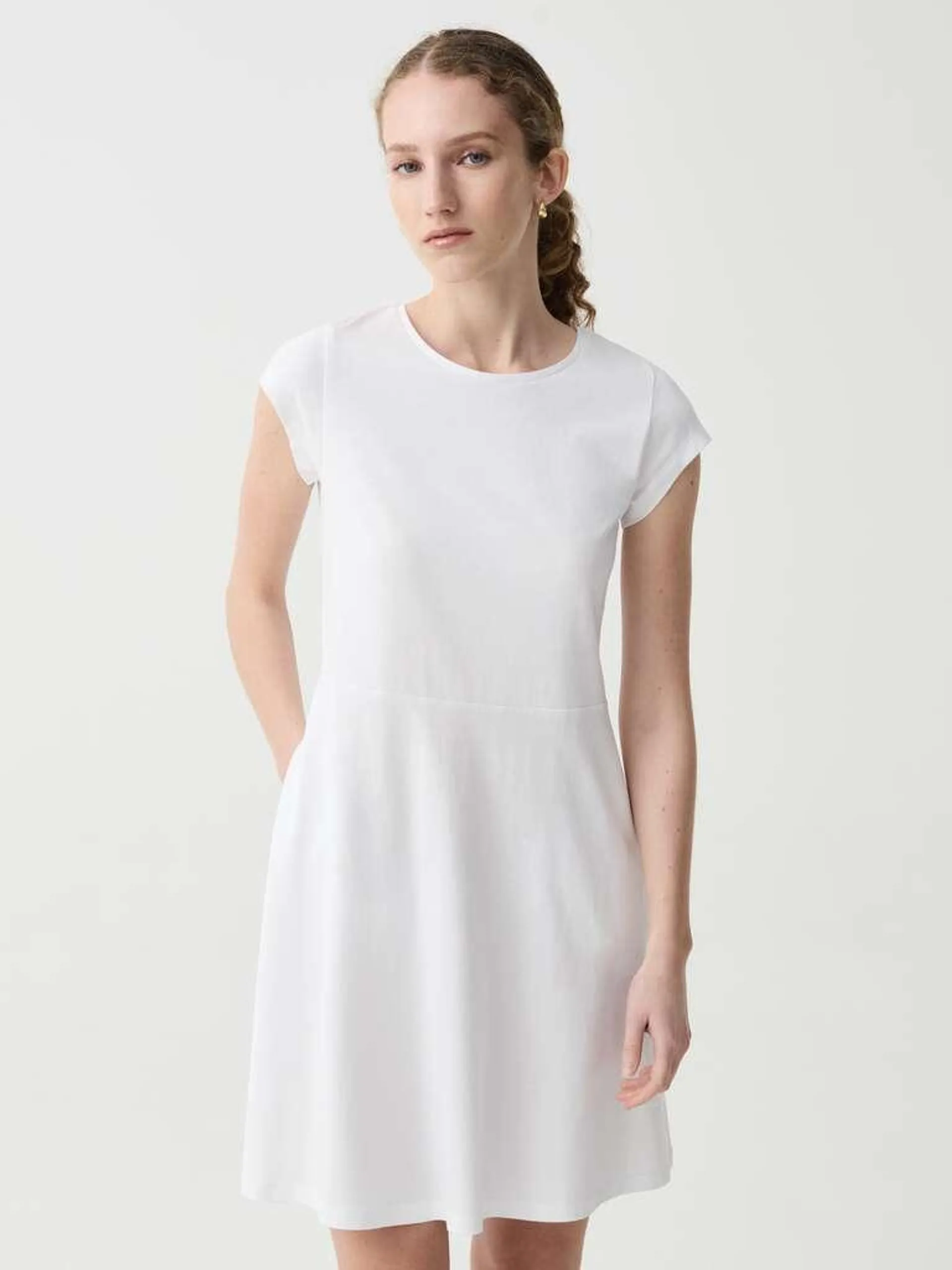 Essential short dress in cotton Blanc optique