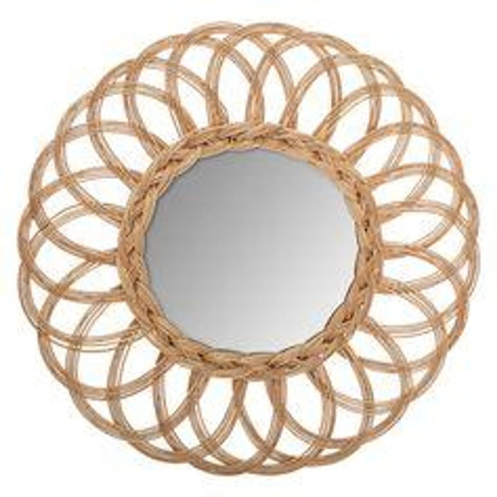 Miroir rond rotin forme fleur D 50cm