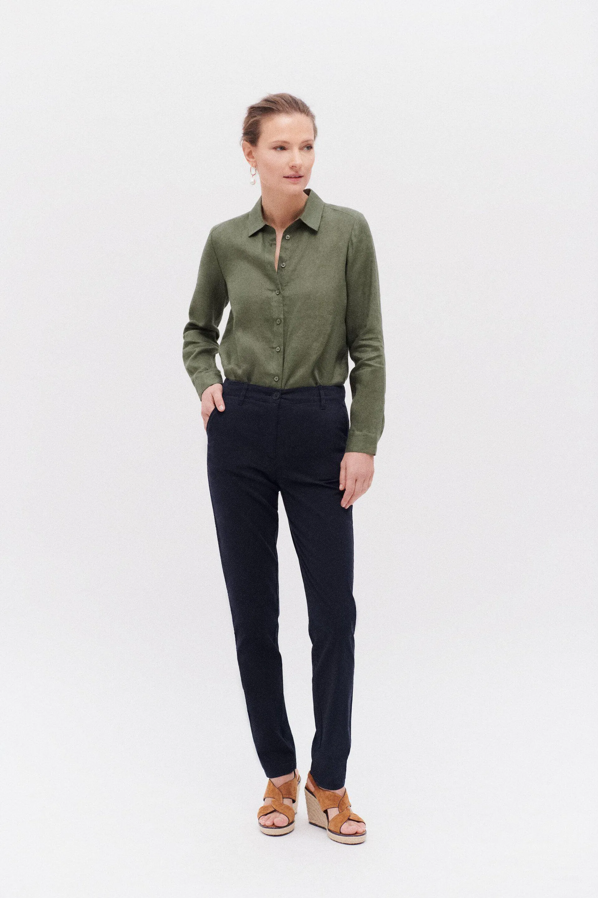 pantalon adelmo bleu marine femme