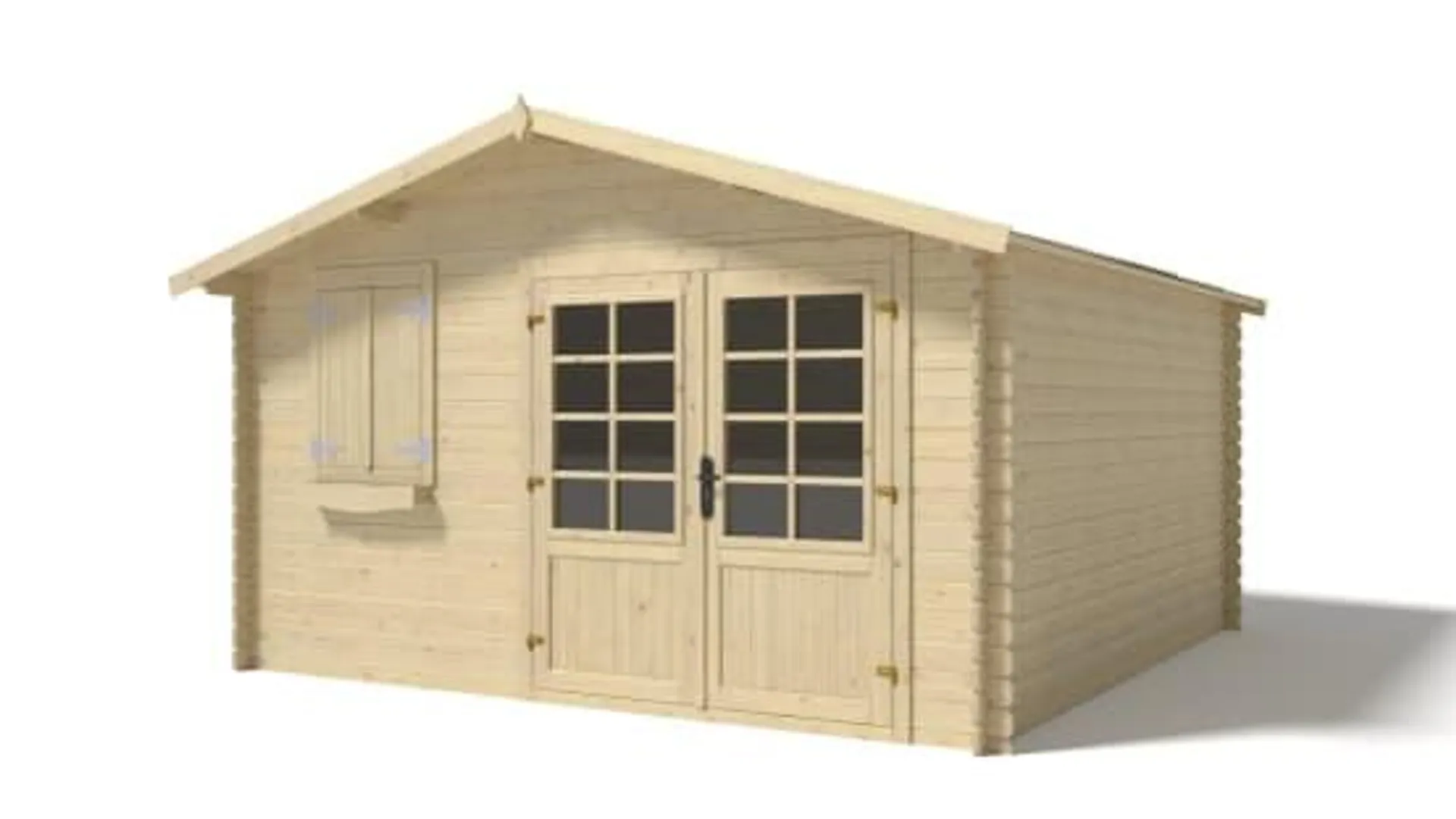 Abri de jardin en bois - 16m2 - 4x4m - Ep. 28mm - Couleur: naturel - DOM130