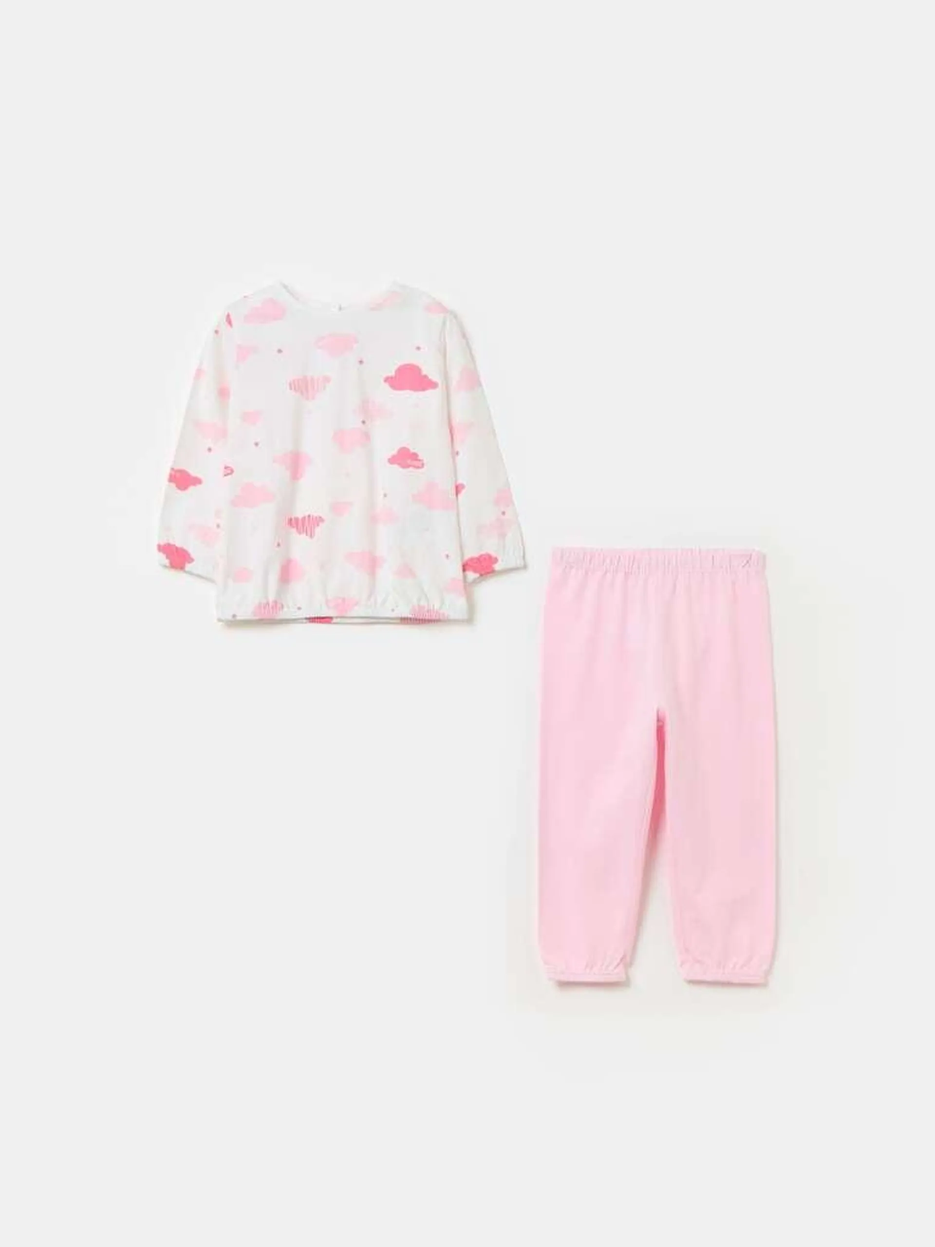 Organic cotton pyjamas with print Blanc/rose