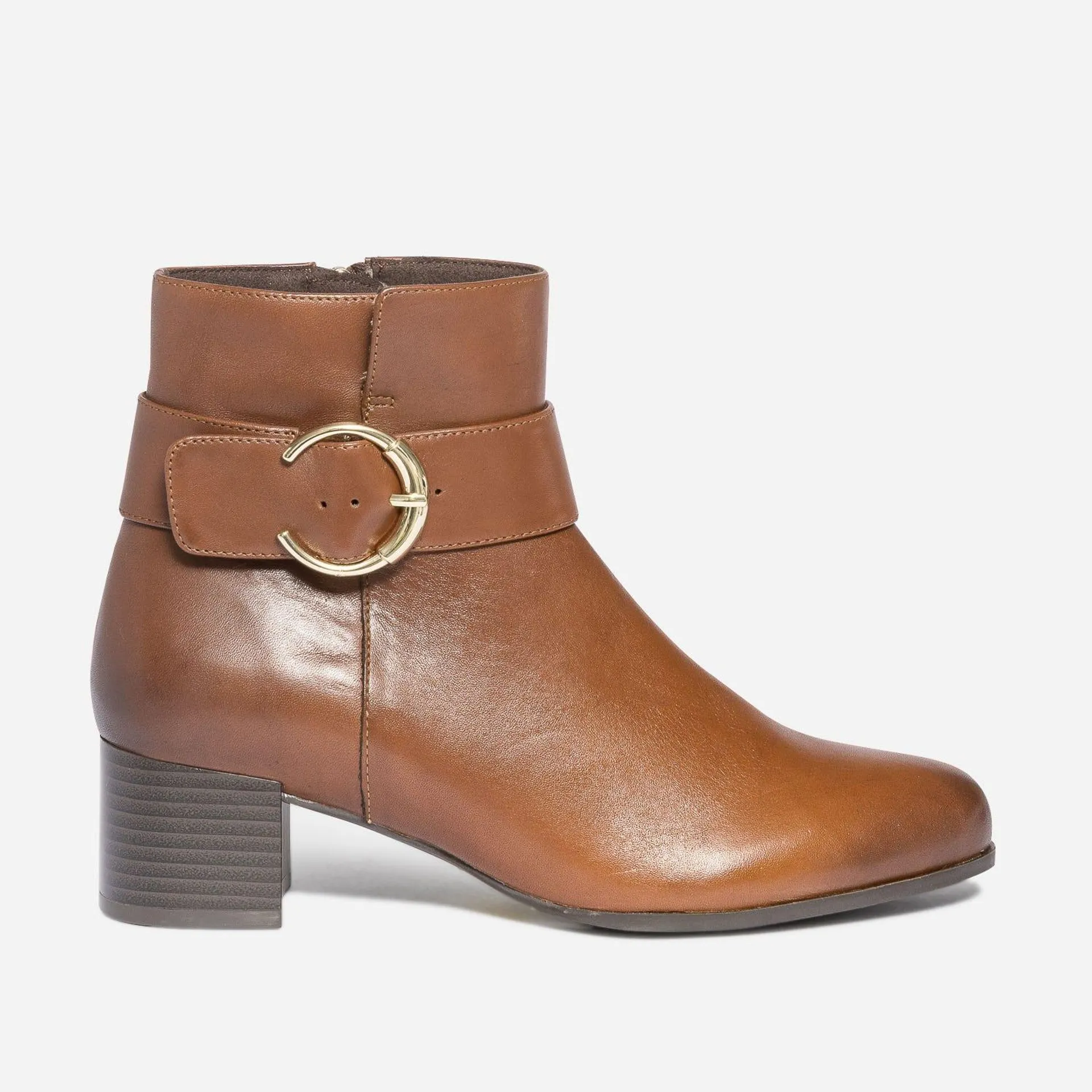 Boots CAPRICE cognac en cuir avec bride