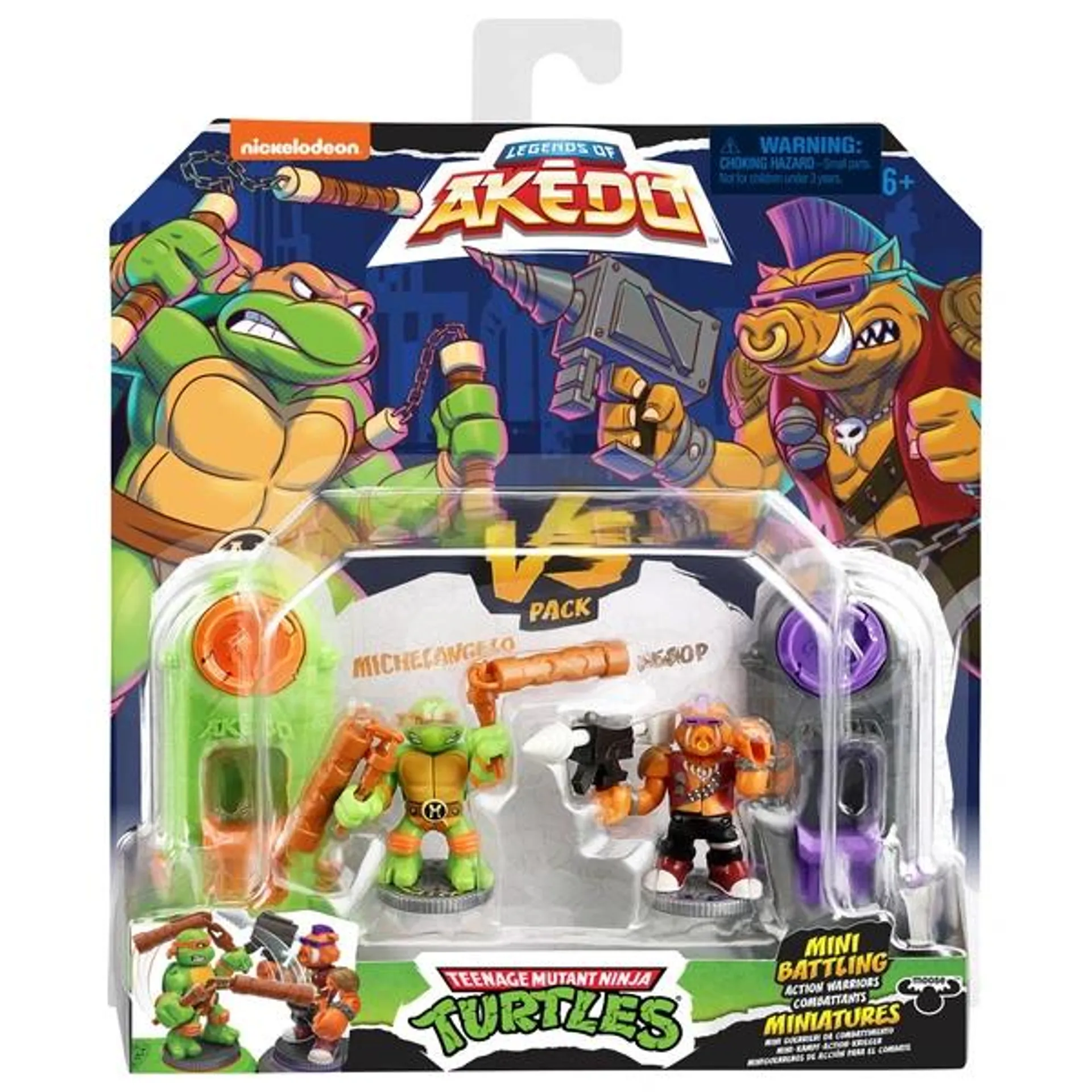 Akedo - Pack de Figurines Tortues Ninja Michelangelo VS Bepop