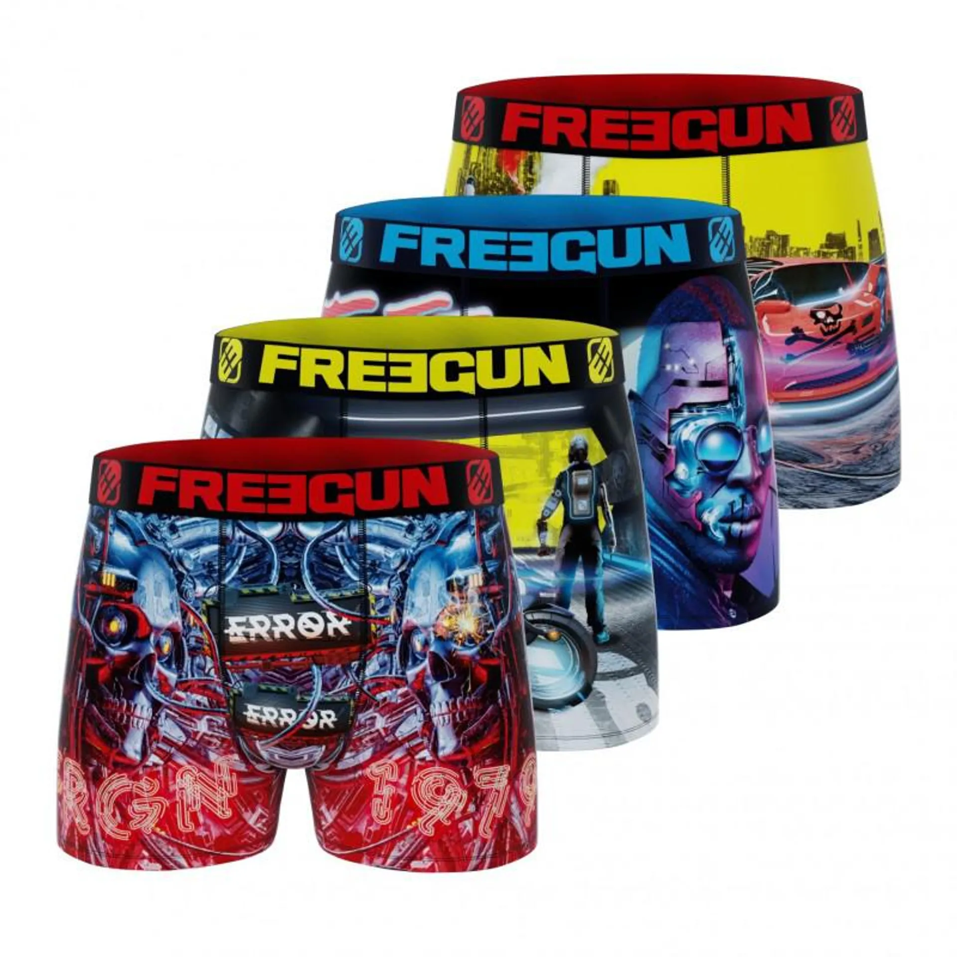 Lot de 4 Boxers Freegun garçon Cyber Punk