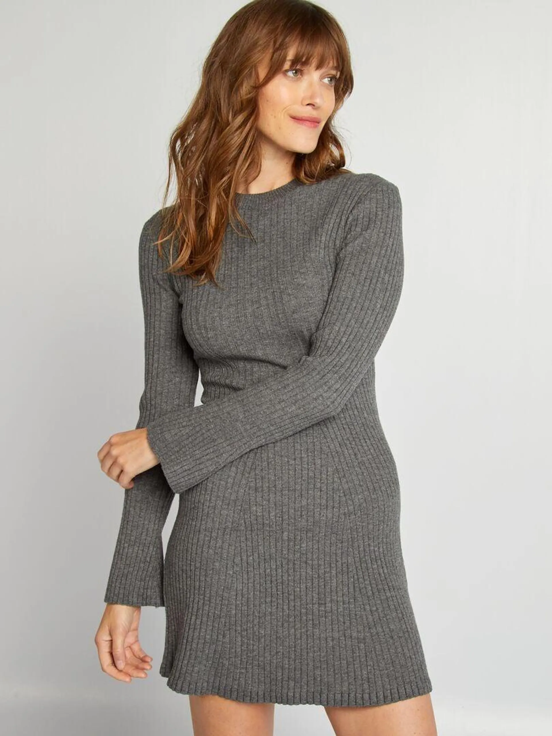 Robe pull courte ajustée - Gris