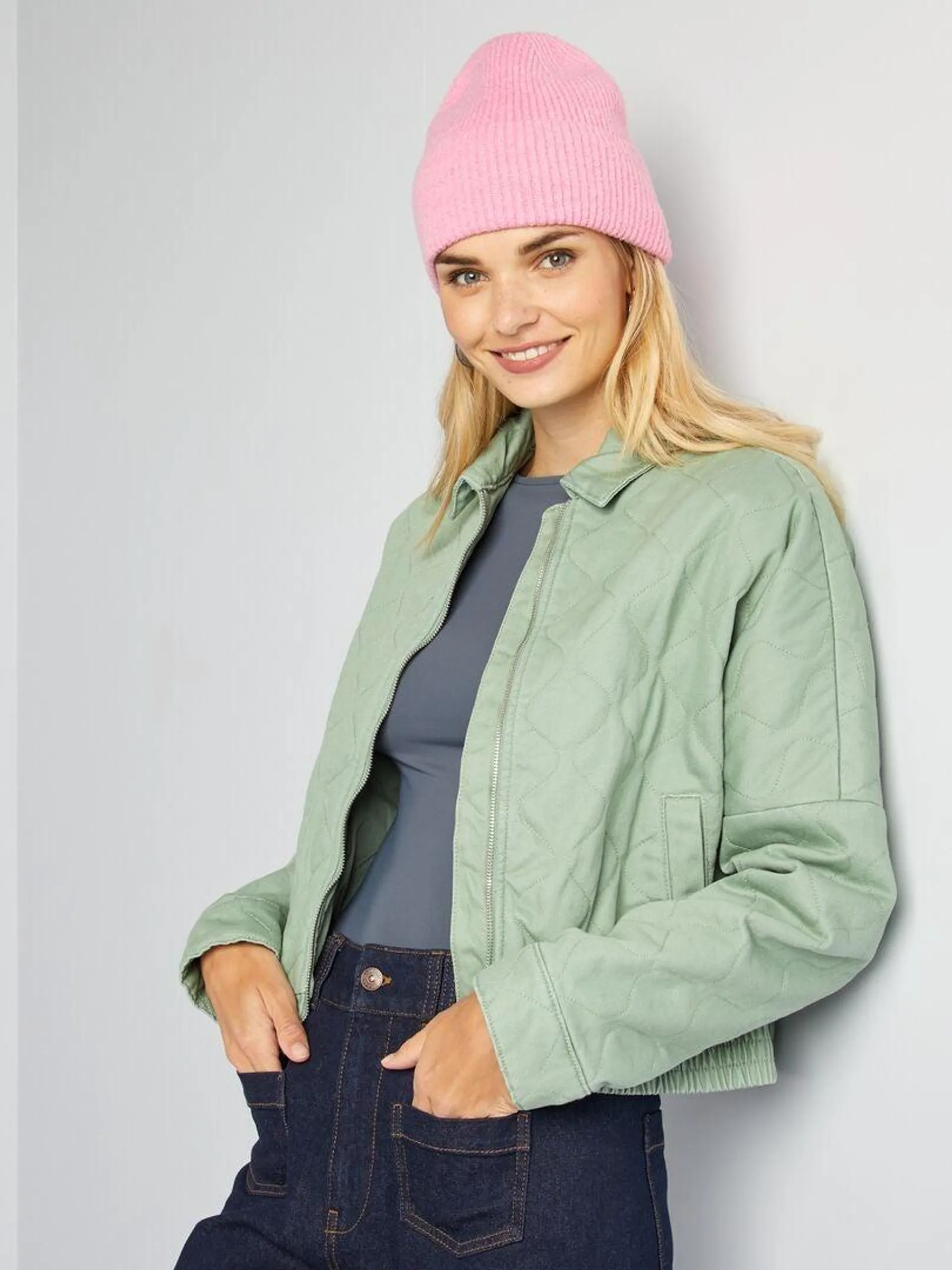 Blouson matelassage fantaisie en denim - Vert