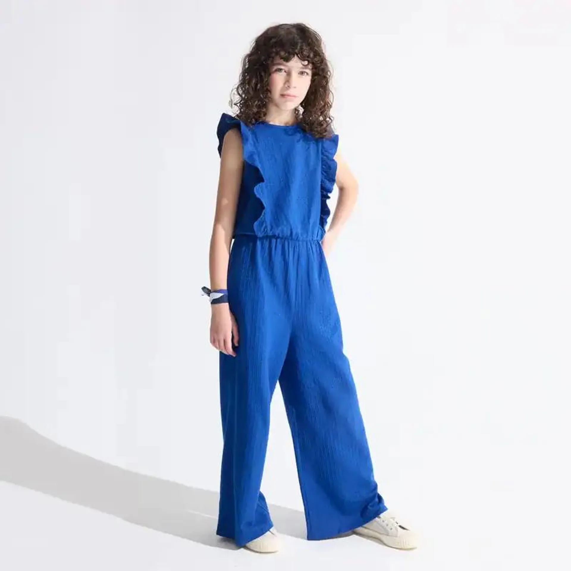 Combinaison-pantalon en jersey bleu Fille