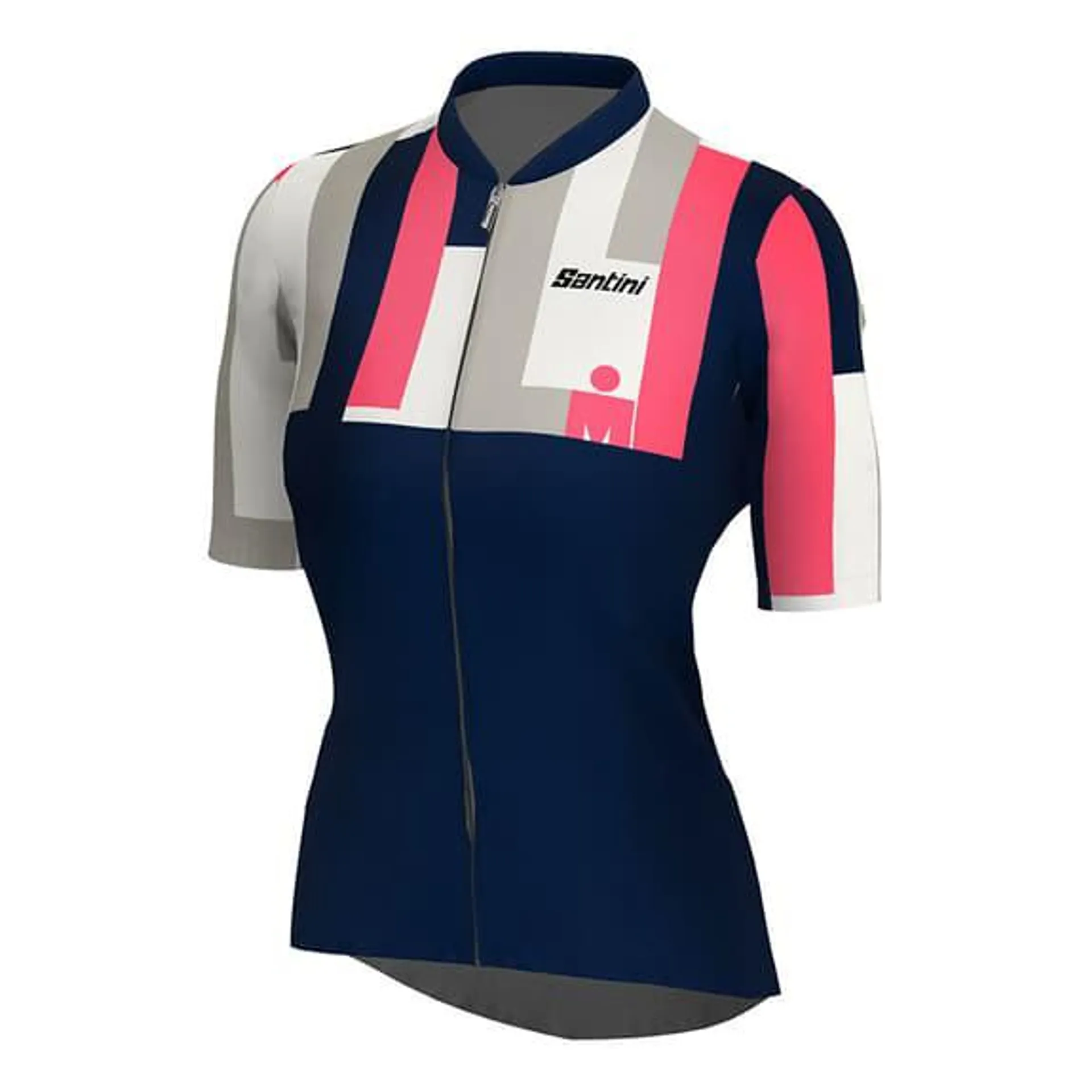 Maillot Santini x Ironman Aahonoui manche courte bleu marine blanc rose femme - Coupe Slim
