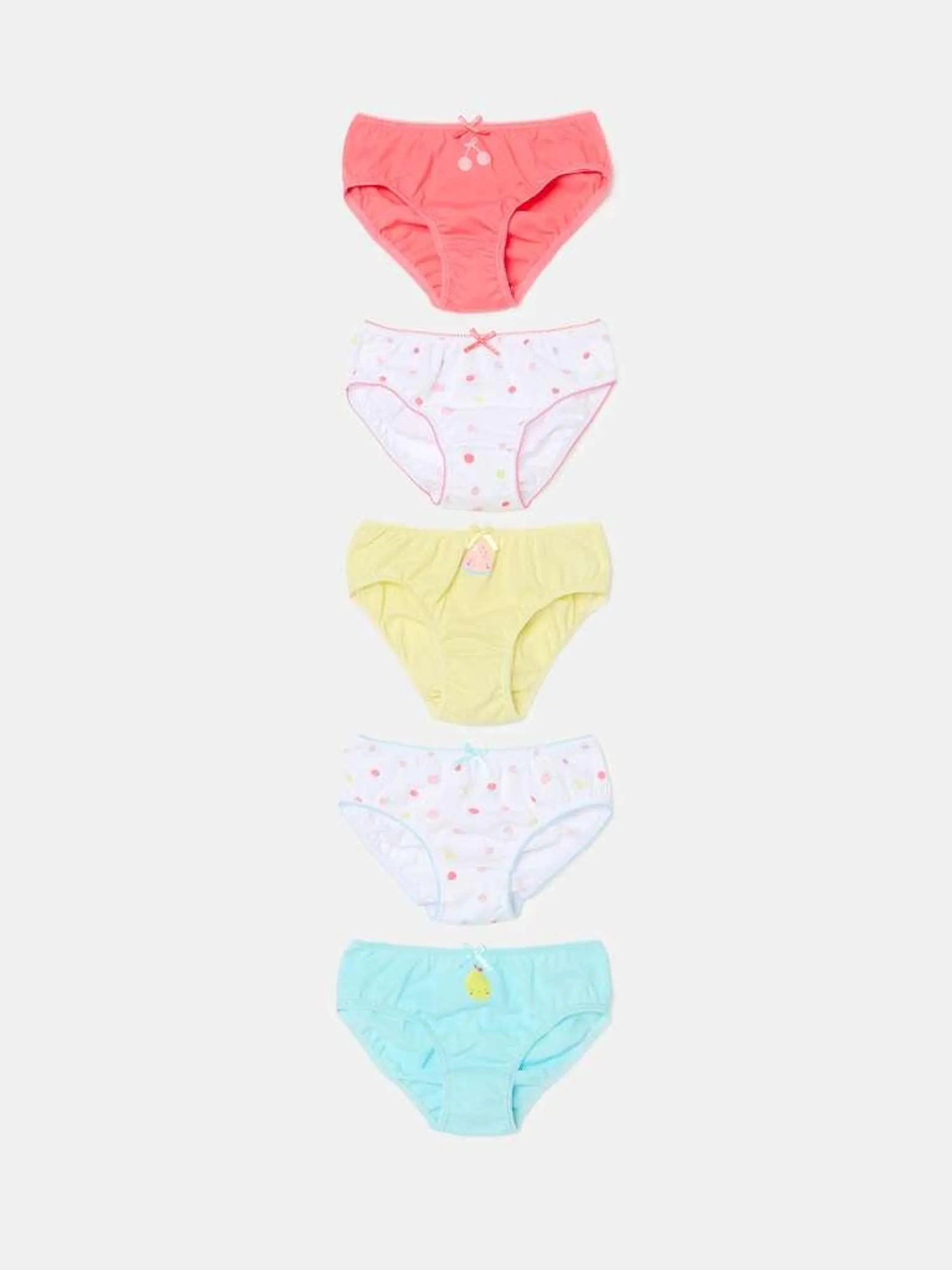 Five-pack jersey briefs with fruit print Blanc/rose