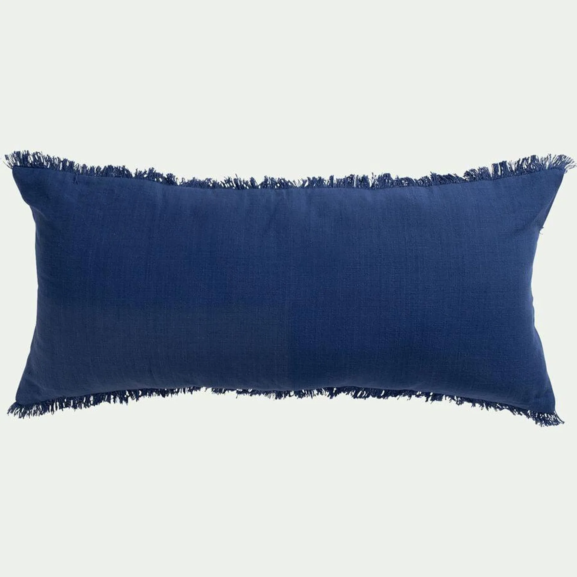 Coussin frangé en coton 40x90cm - bleu encre