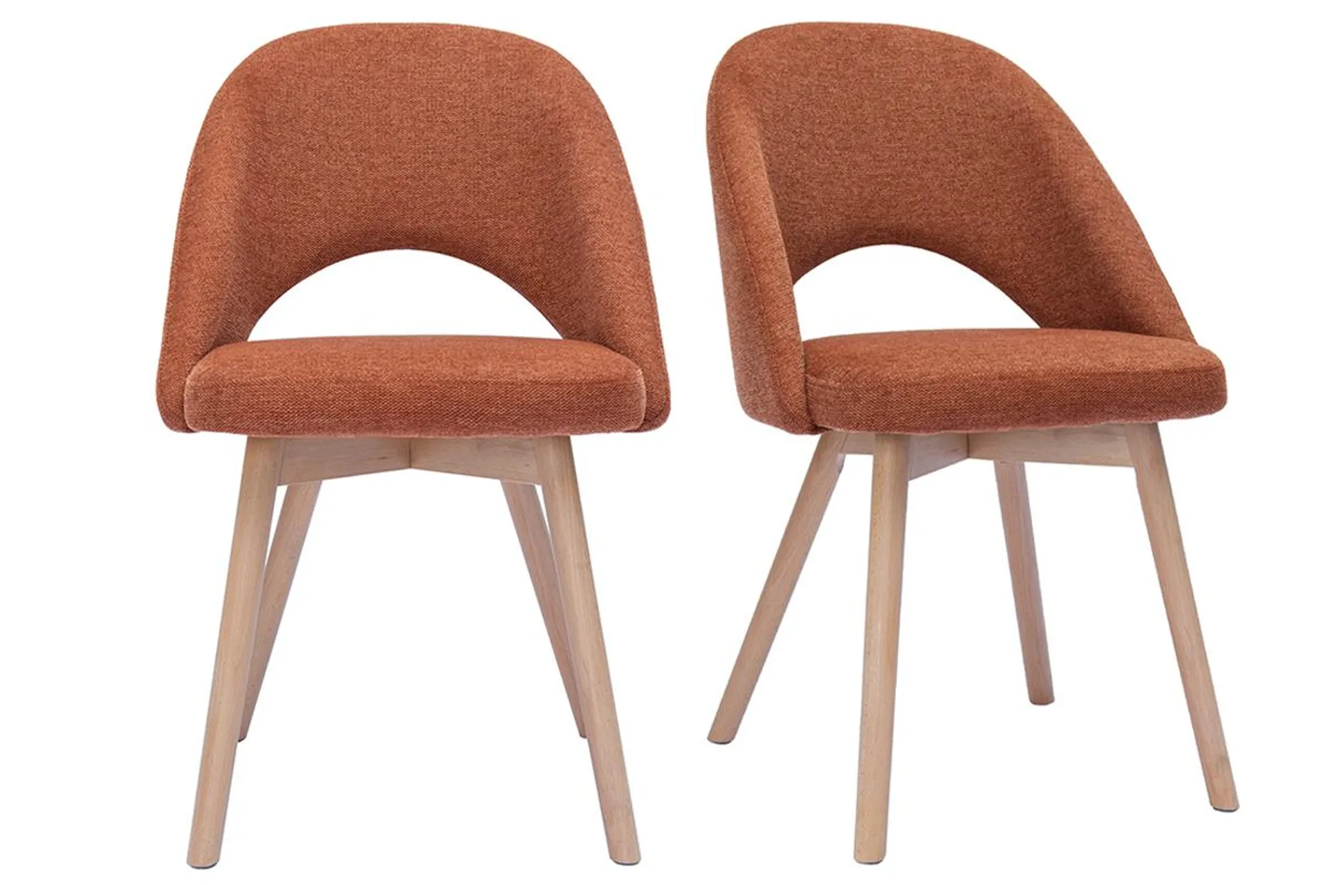 Chaises scandinaves en tissu effet velours texturé terre brûlée et bois clair (lot de 2) COSETTE