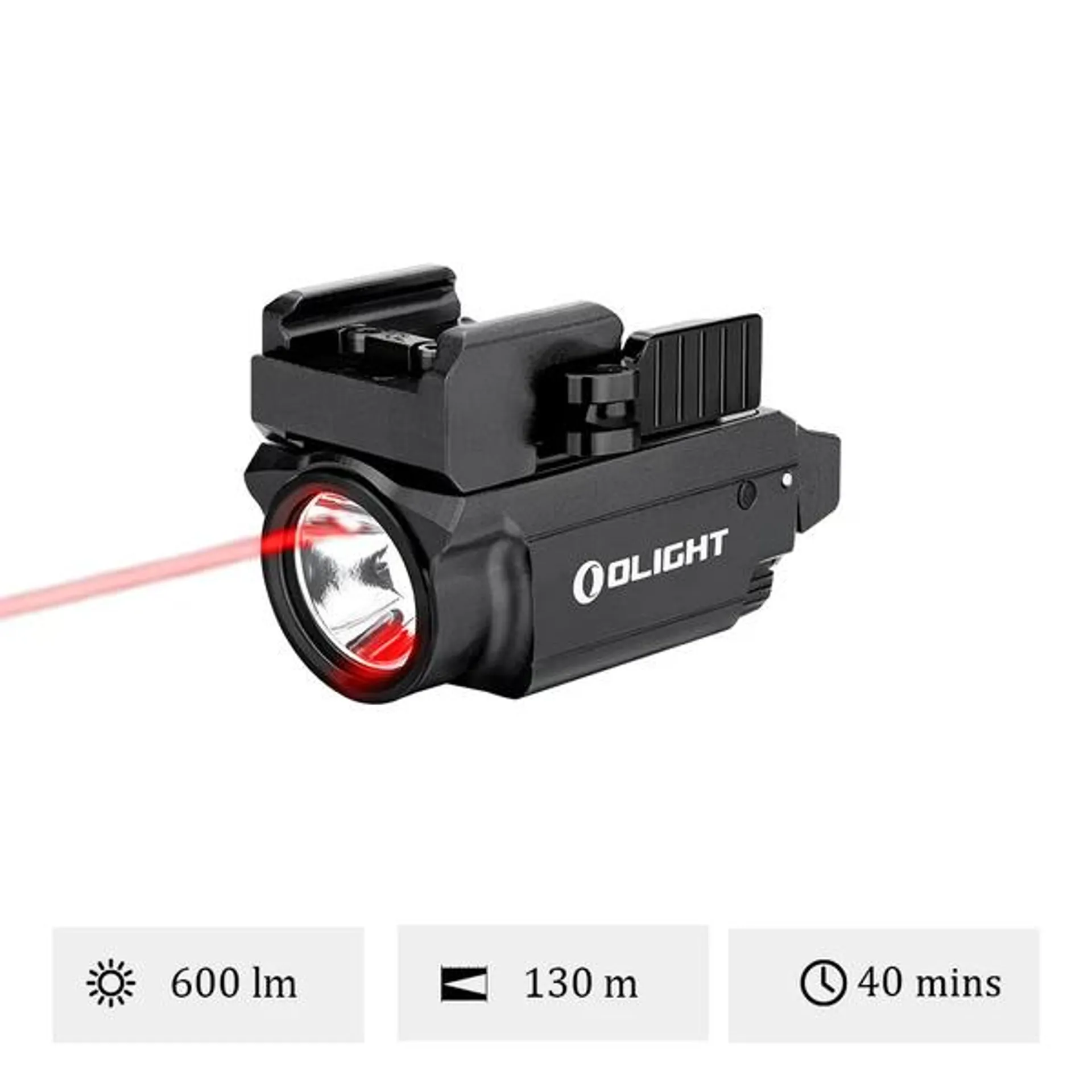 Olight Baldr RL Mini | Lampe tactique rail 1913 & GL avec laser rouge