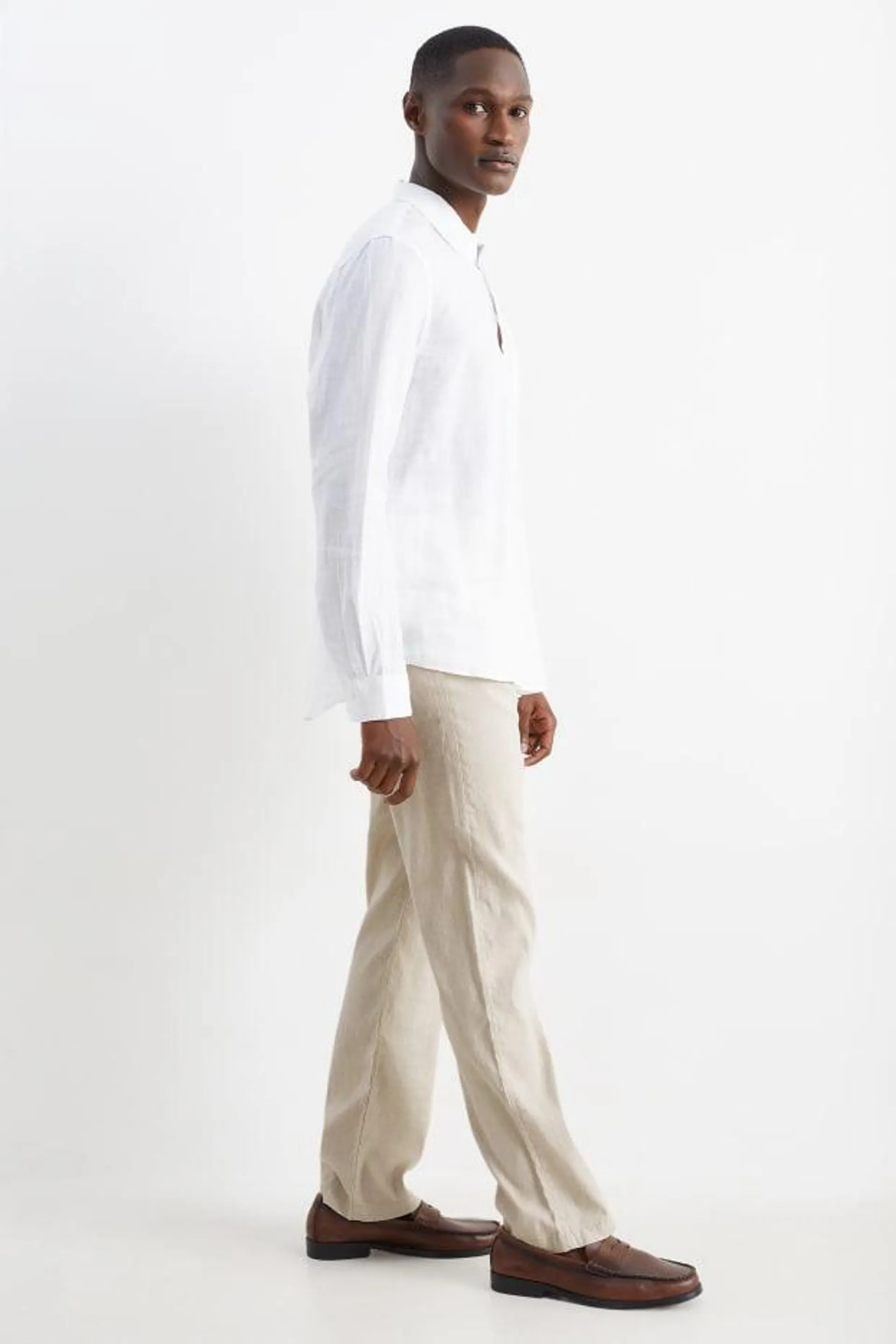 Trousers - regular fit - linen blend