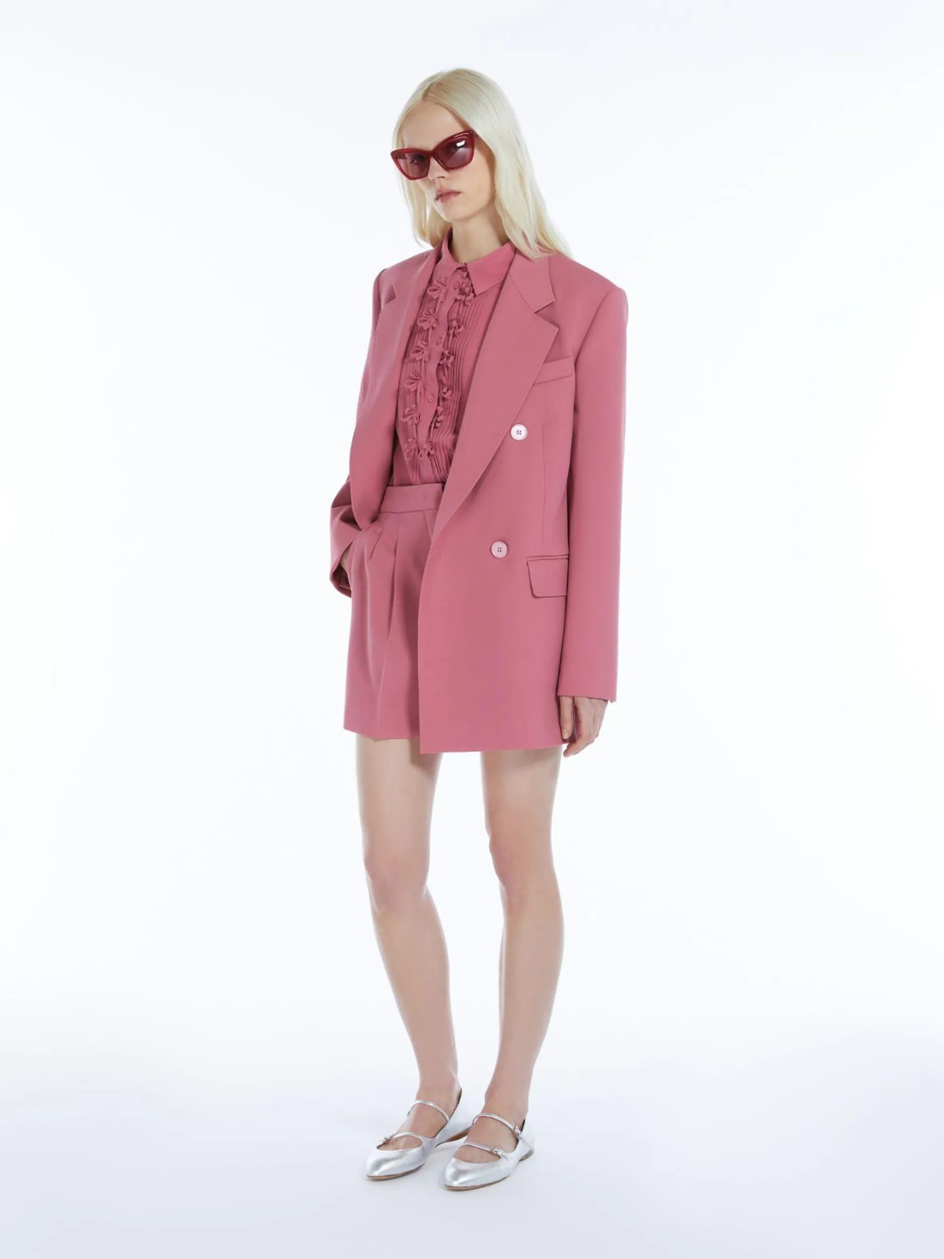 Oversized wool satin crêpe blazer