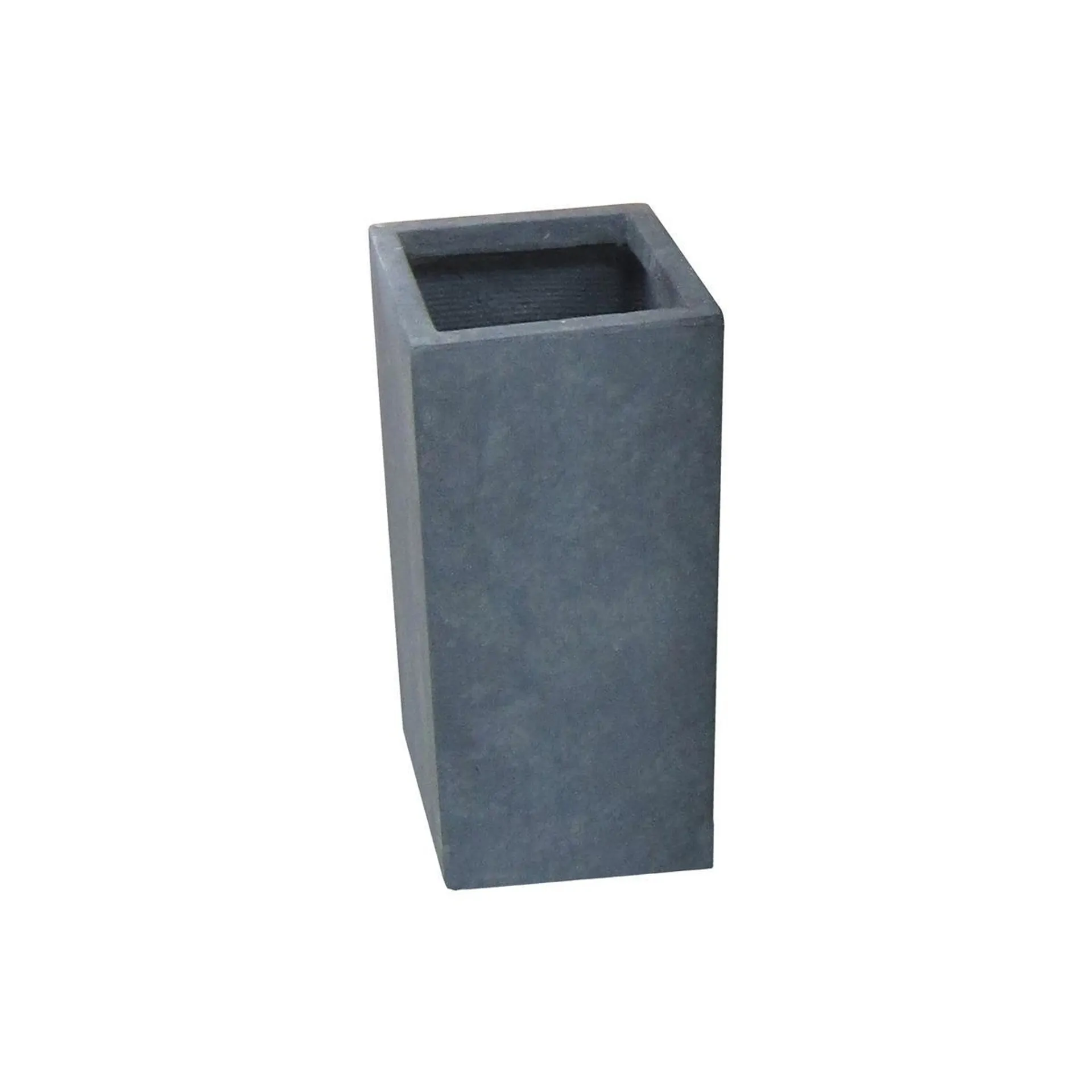 Cache-pot haut carré en fibre d'argile - 23 x 23 x H 50 cm - gris