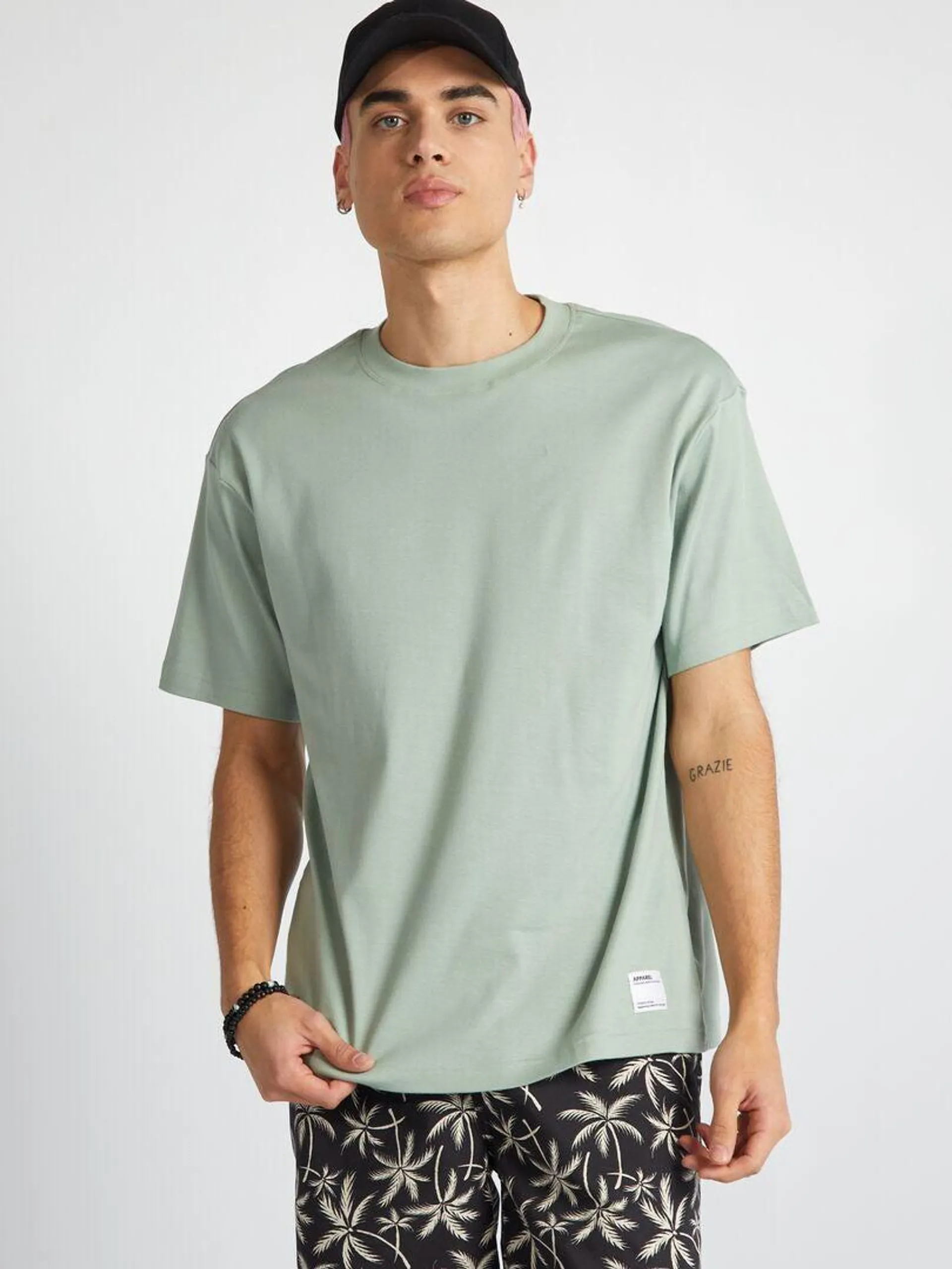 T-shirt col rond en coton - Vert