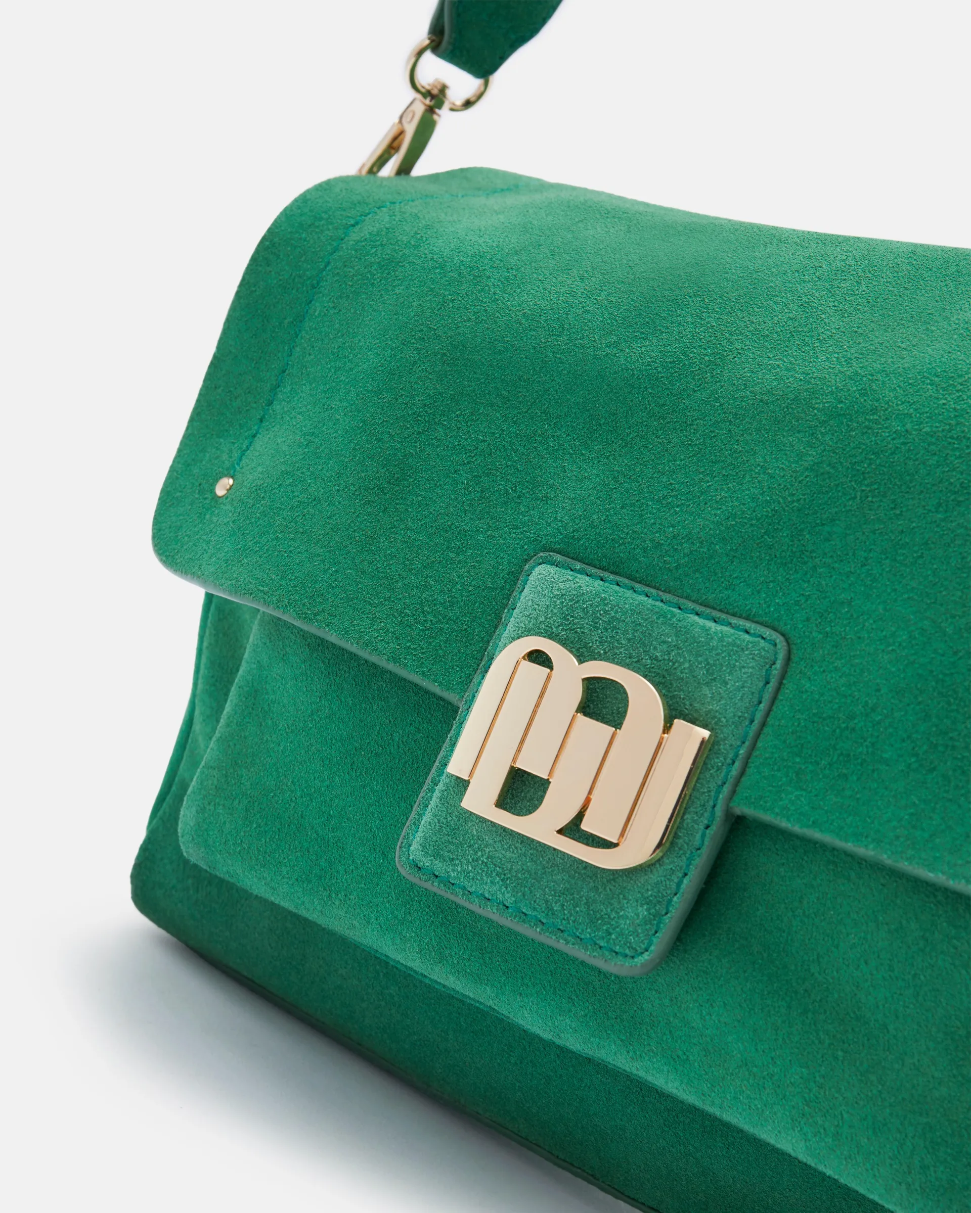 SAC CUIR VELOURS VERT ALICIA/VEL