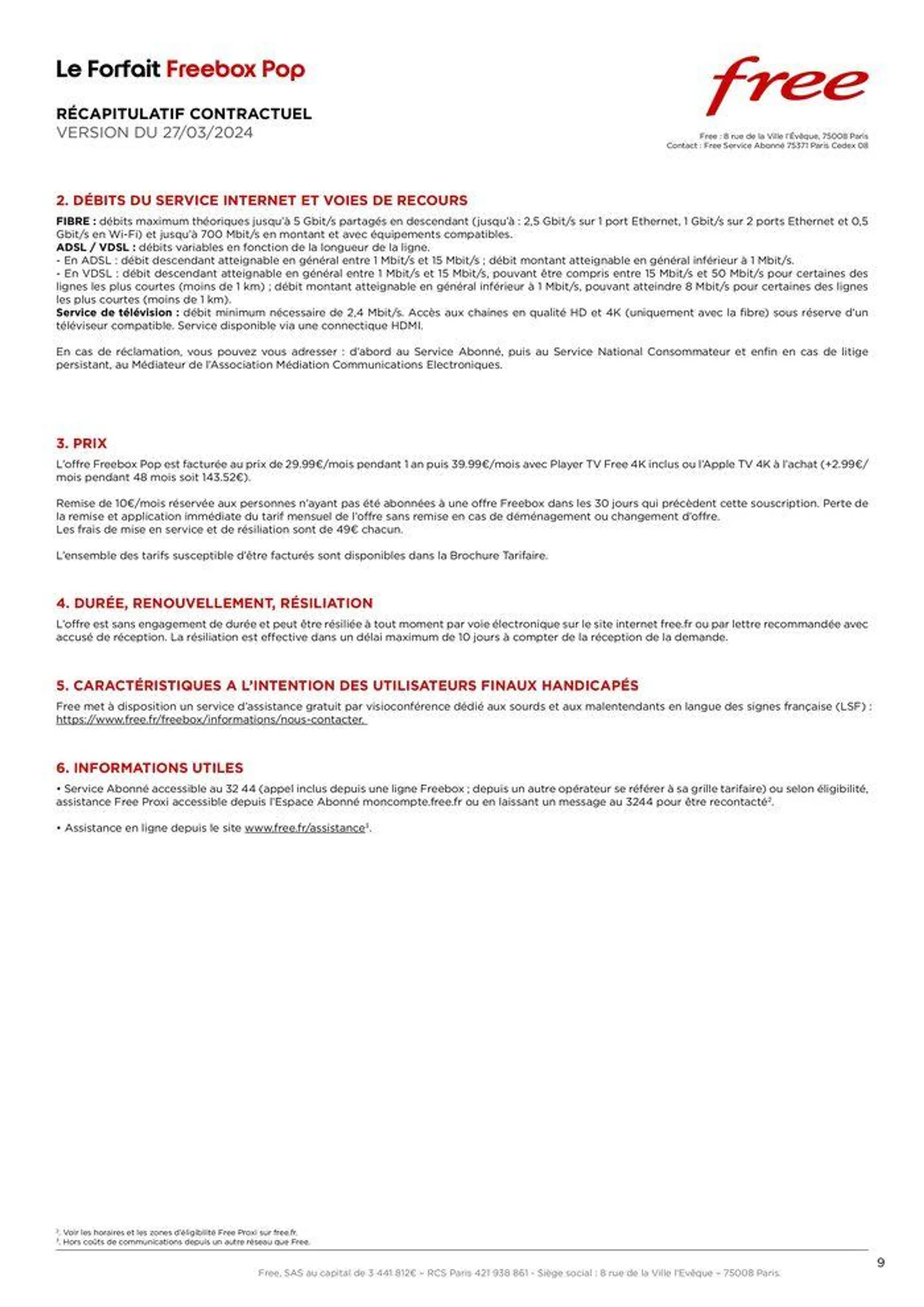 Brochure tarifaire Forfaits Freebox du 28 mars au 31 décembre 2024 - Catalogue page 9