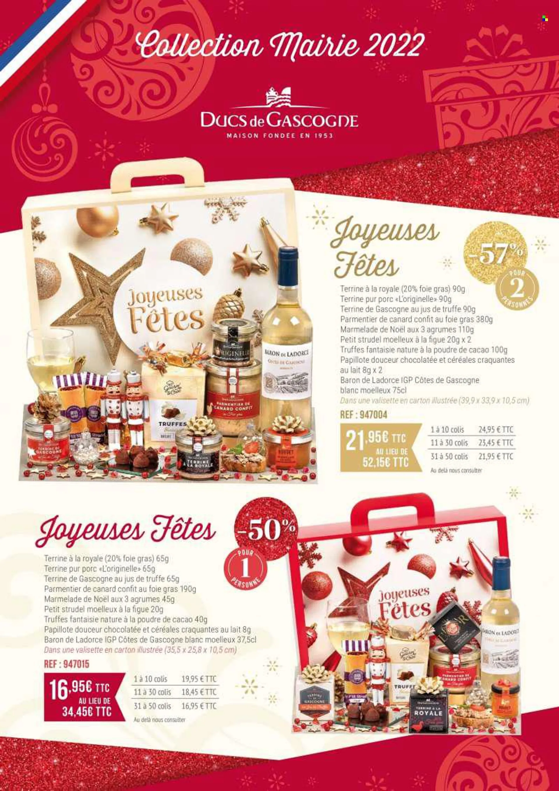 Catalogue Ducs de Gascogne - 04/08/2022 - 31/01/2023 - Produits soldés - truffe, terrine, truffes, papillotes, Côtes de Gascogne. Page 1.