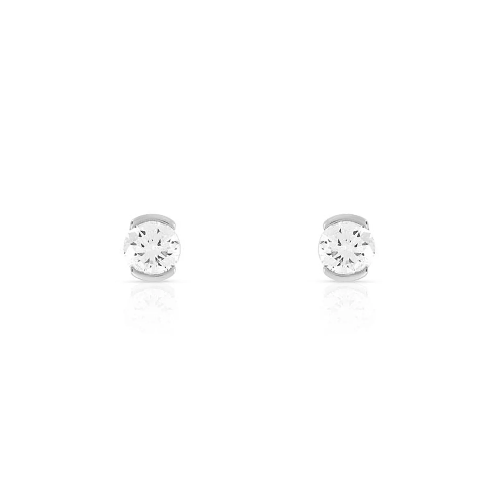 Boucles d'oreilles or 750 blanc diamant