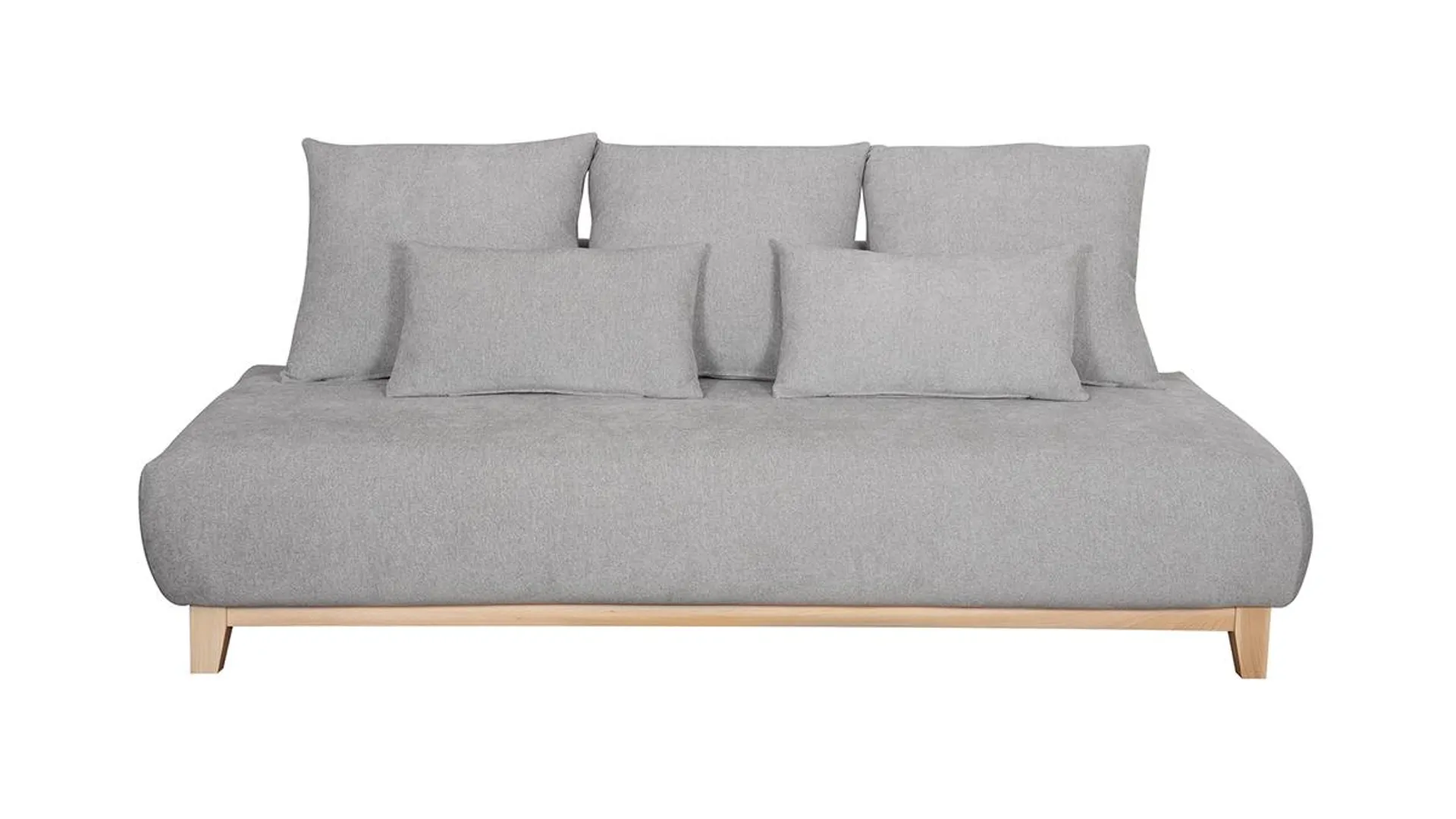 Canapé 3 places en tissu effet velours texturé gris et bois clair L200 cm ODEON