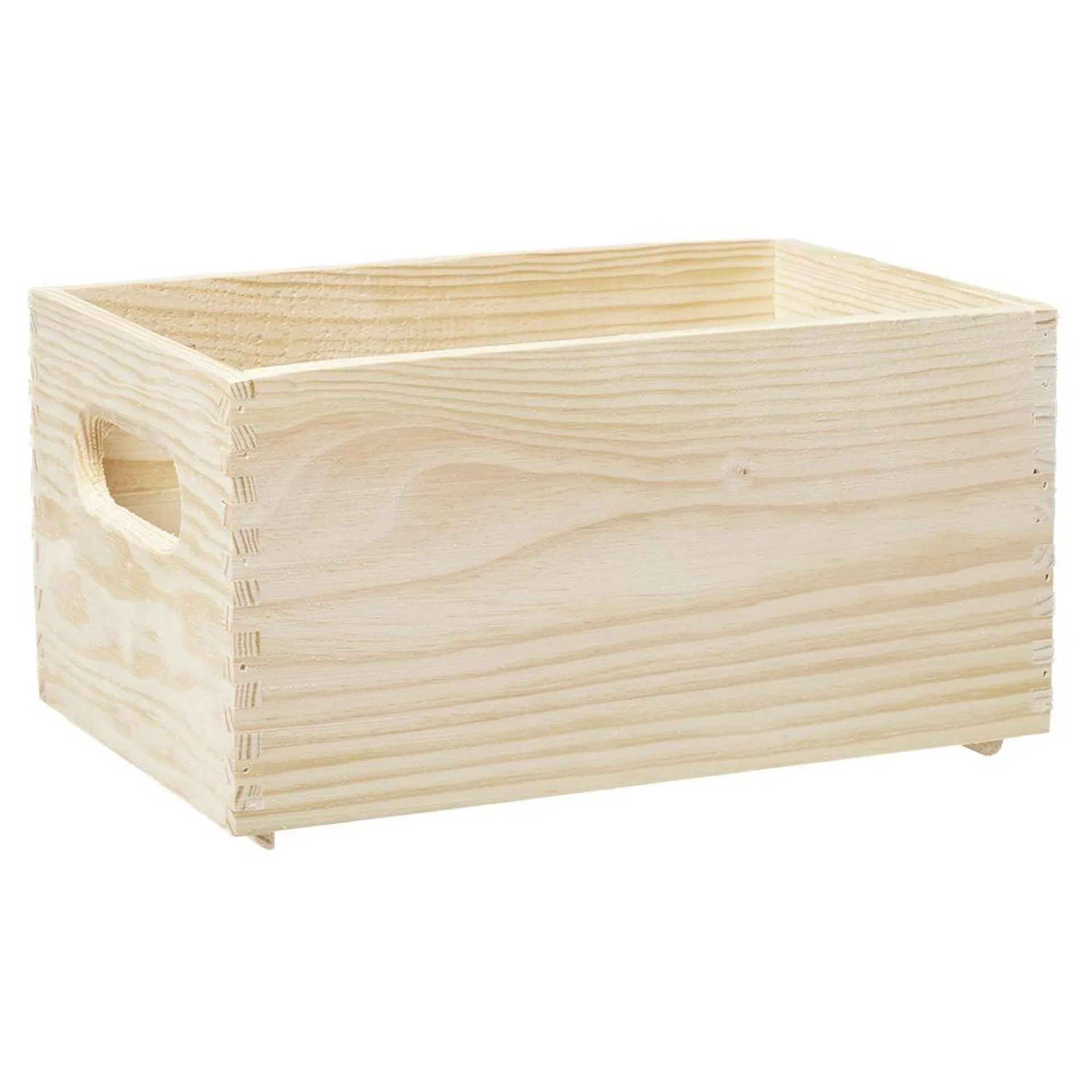 Caisse de rangement empilable pin L.30 x P.20 x H.15 cm