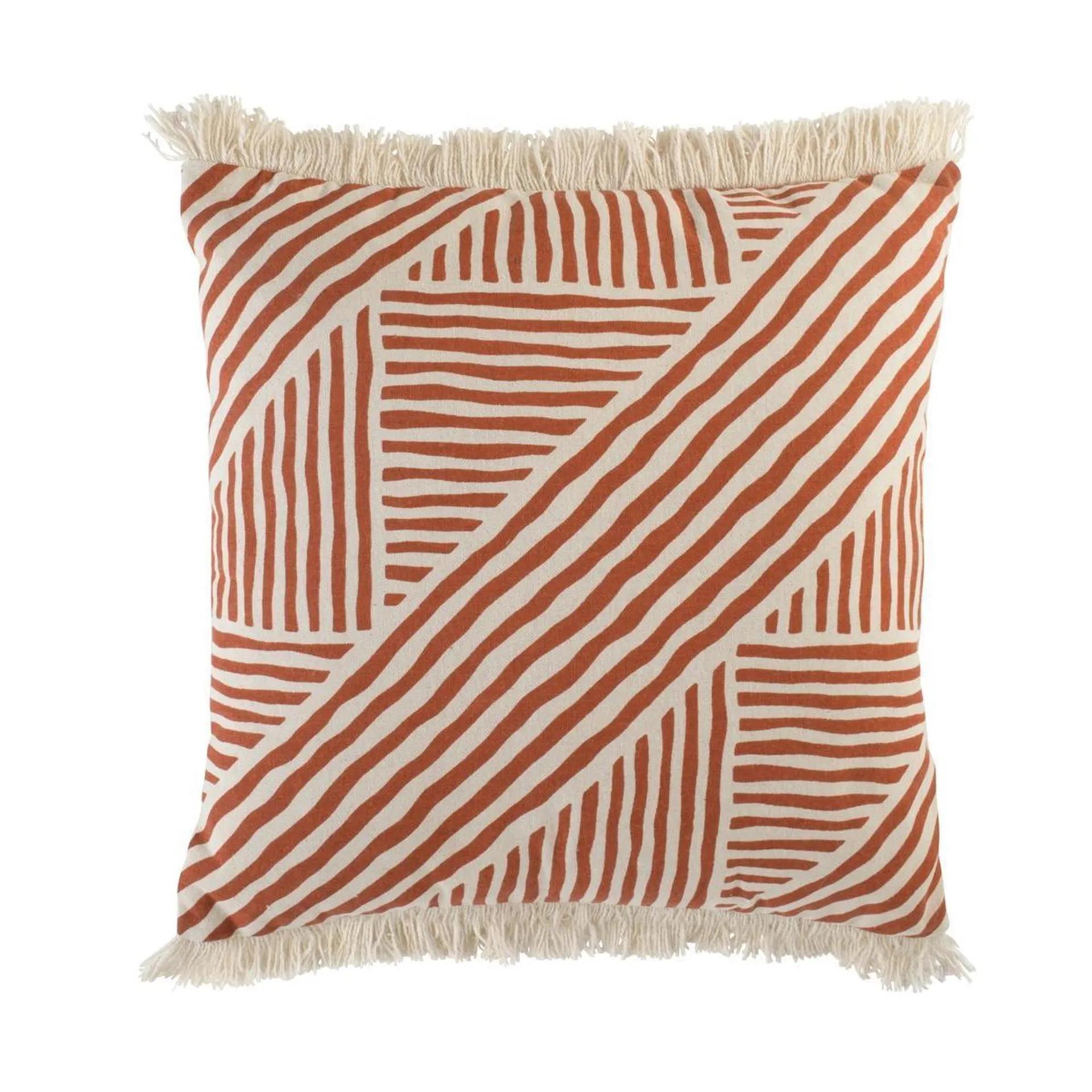 Coussin rayé - 40 x L 40 cm - Terracotta - K.KOON