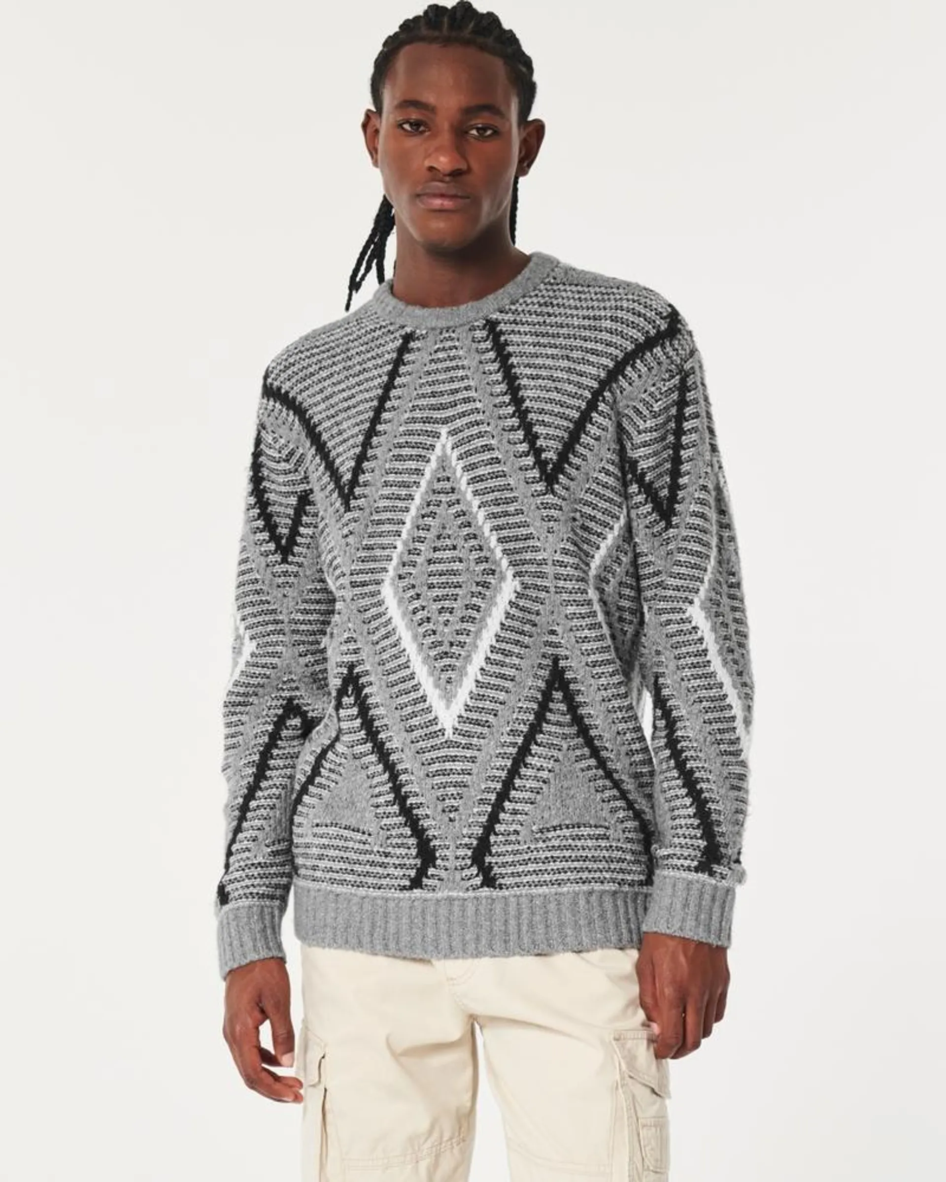 Relaxed Textured Stitch Crew Sweater