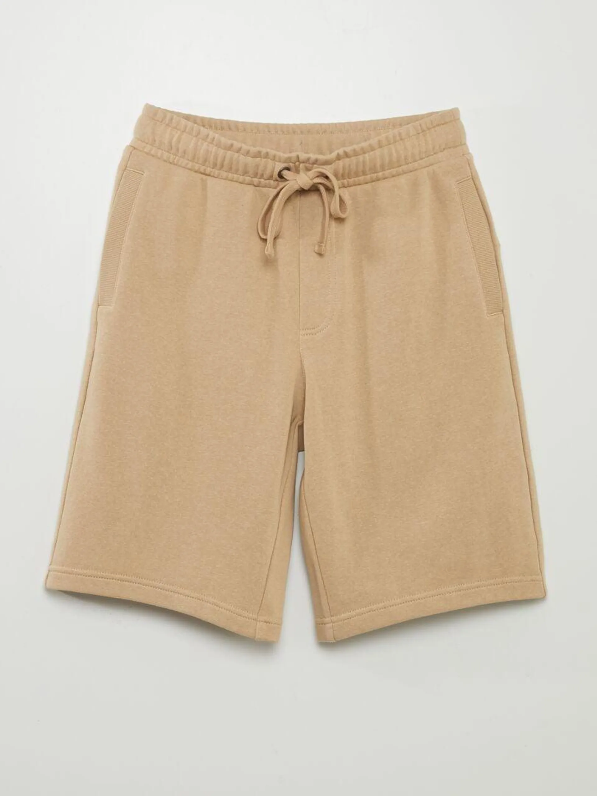 Short léger en molleton uni - Beige