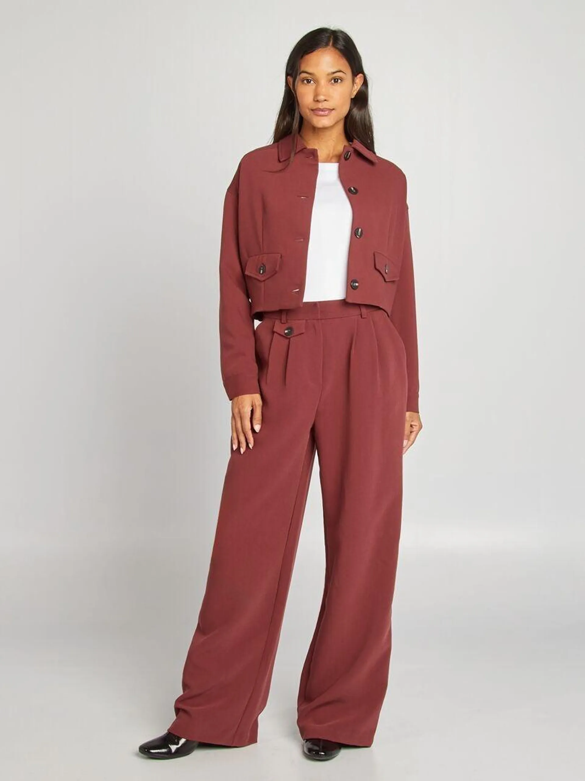 Pantalon tailleur large - Bordeaux