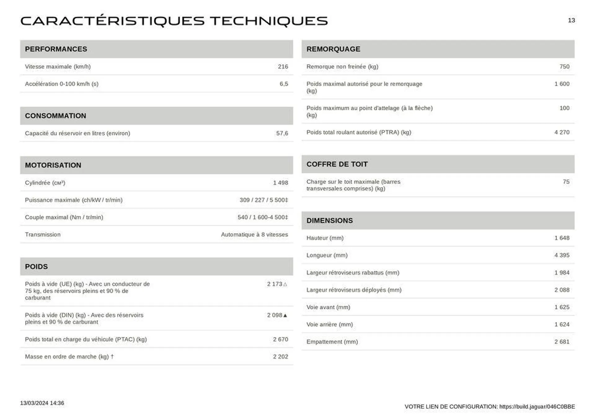 E‑PACE R‑DYNAMIC HSE Santorini black du 13 mars au 31 décembre 2024 - Catalogue page 13