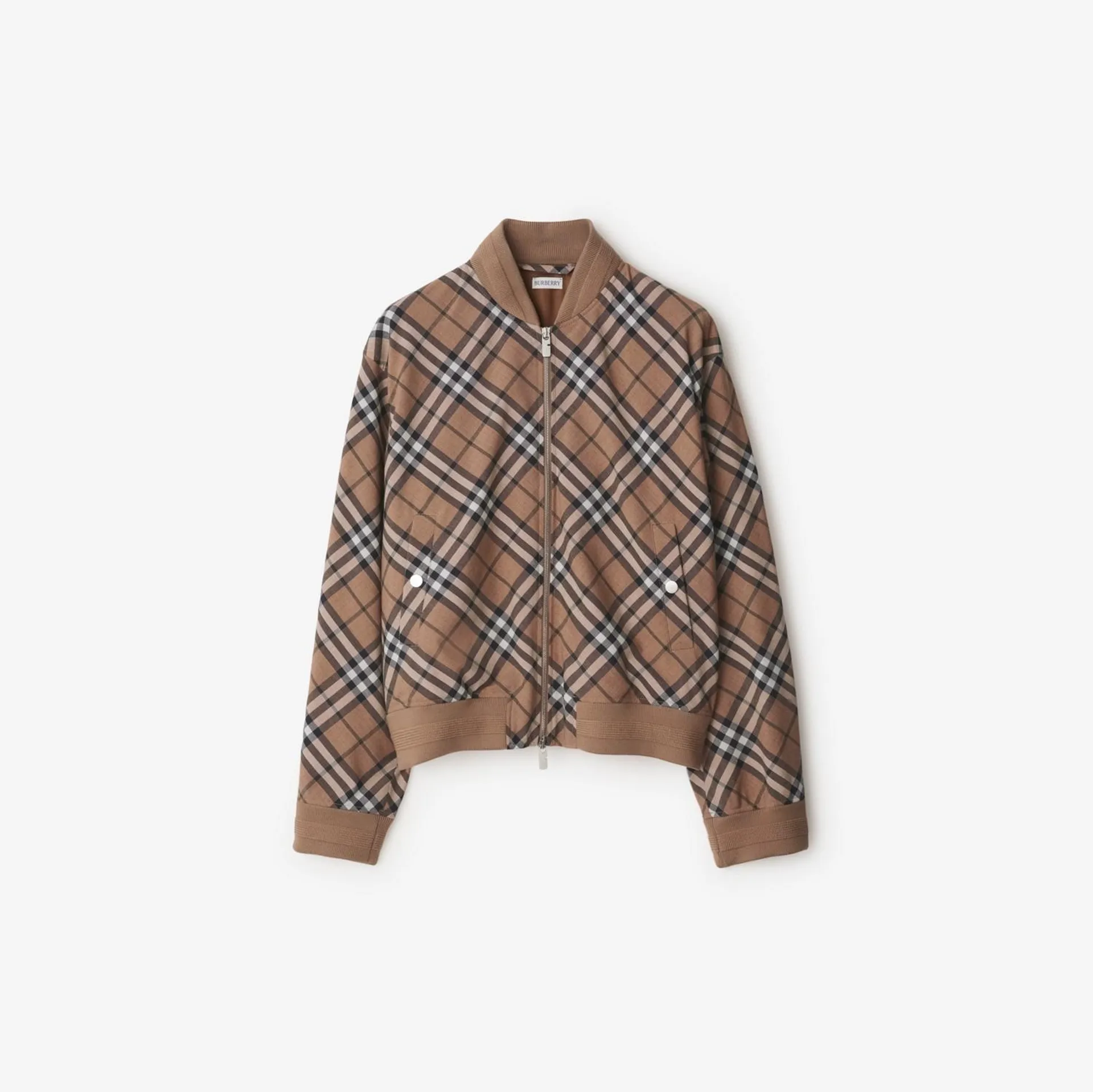 Check Wool Blend Harrington Jacket