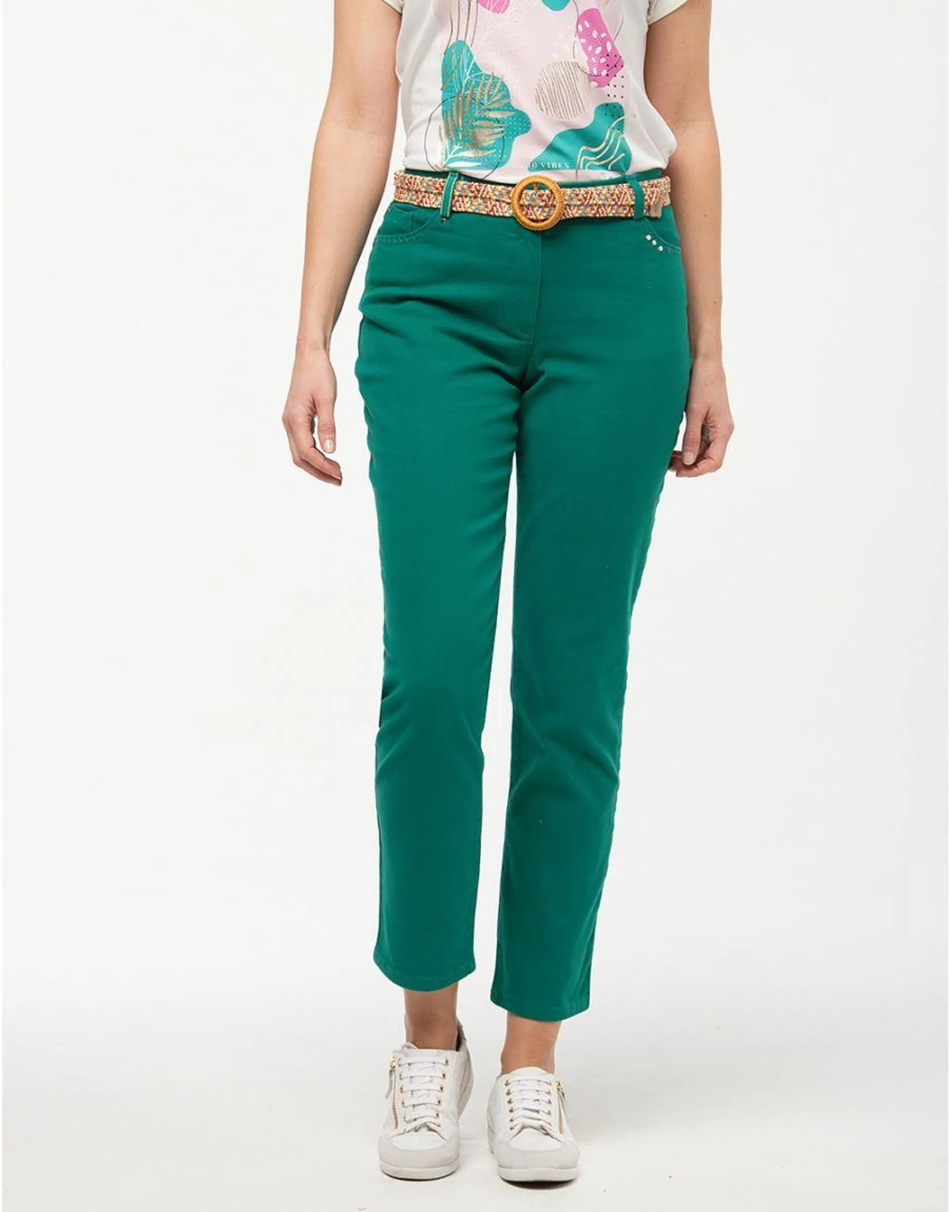 Jean slim coton vert