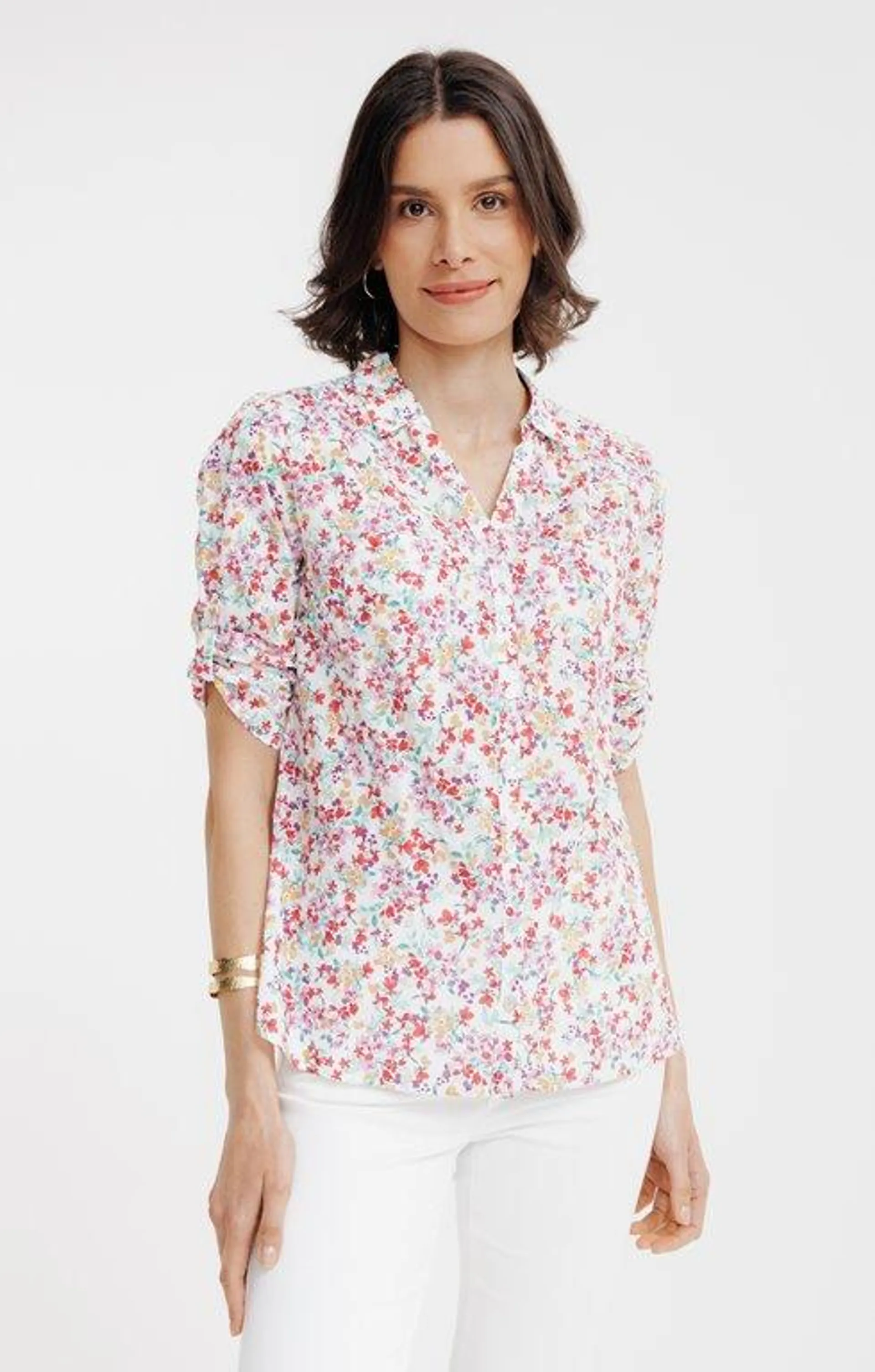 Chemise imprimée en coton plumetis