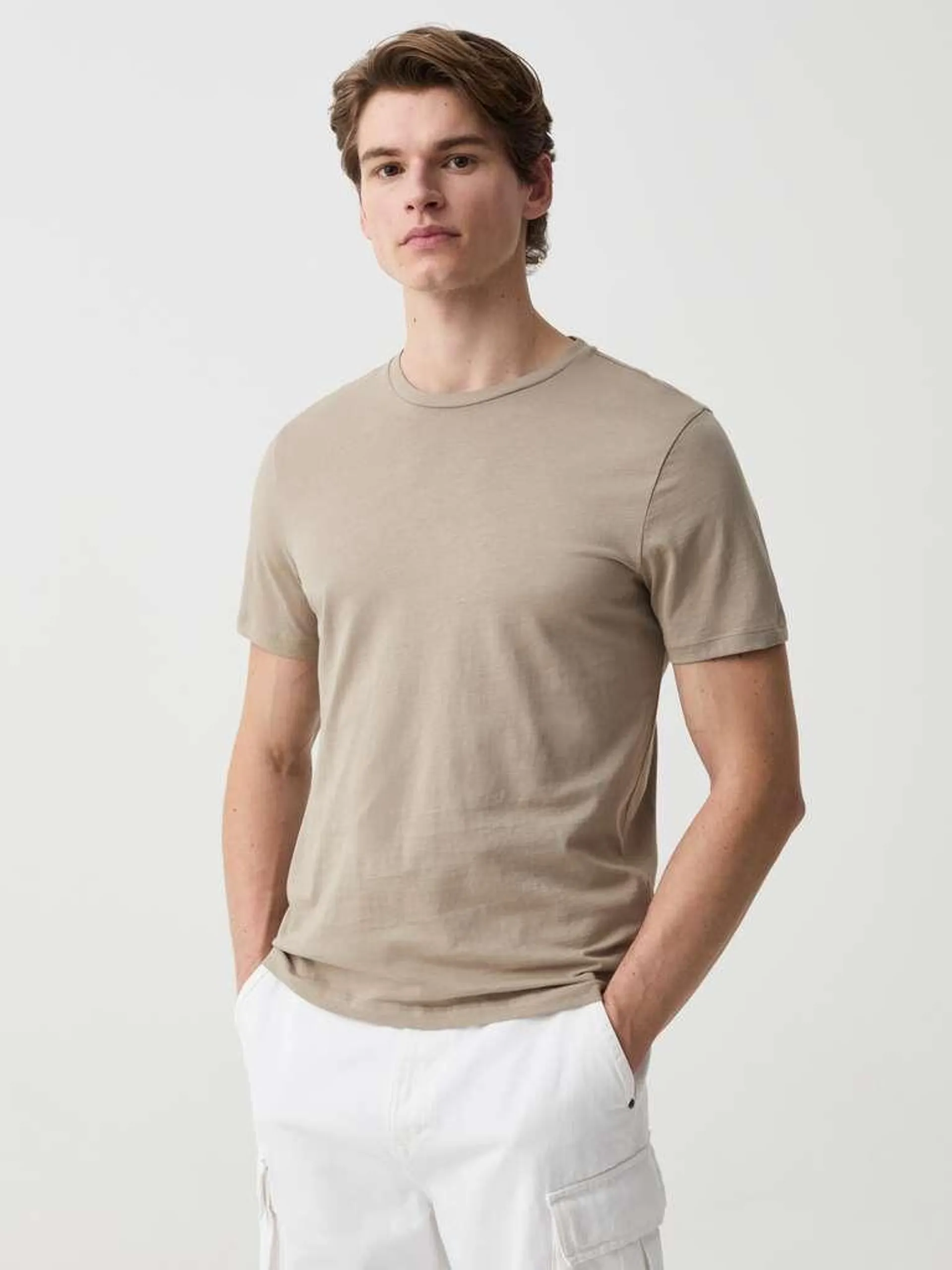 Two-pack T-shirts with round neck Gris/rouge