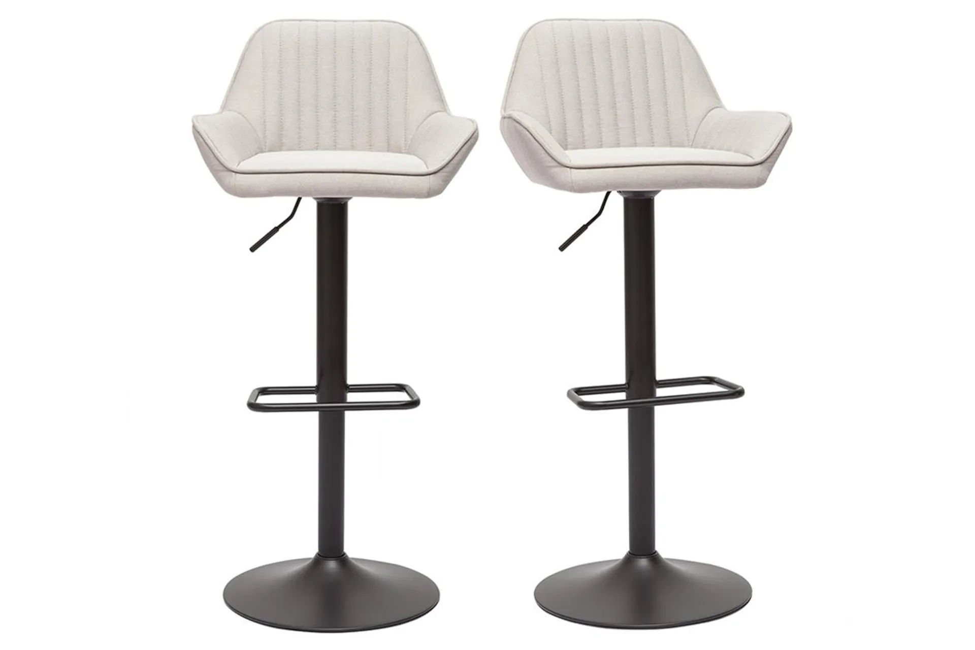 Tabourets de bar réglables en tissu beige et métal noir (lot de 2) RONNIE