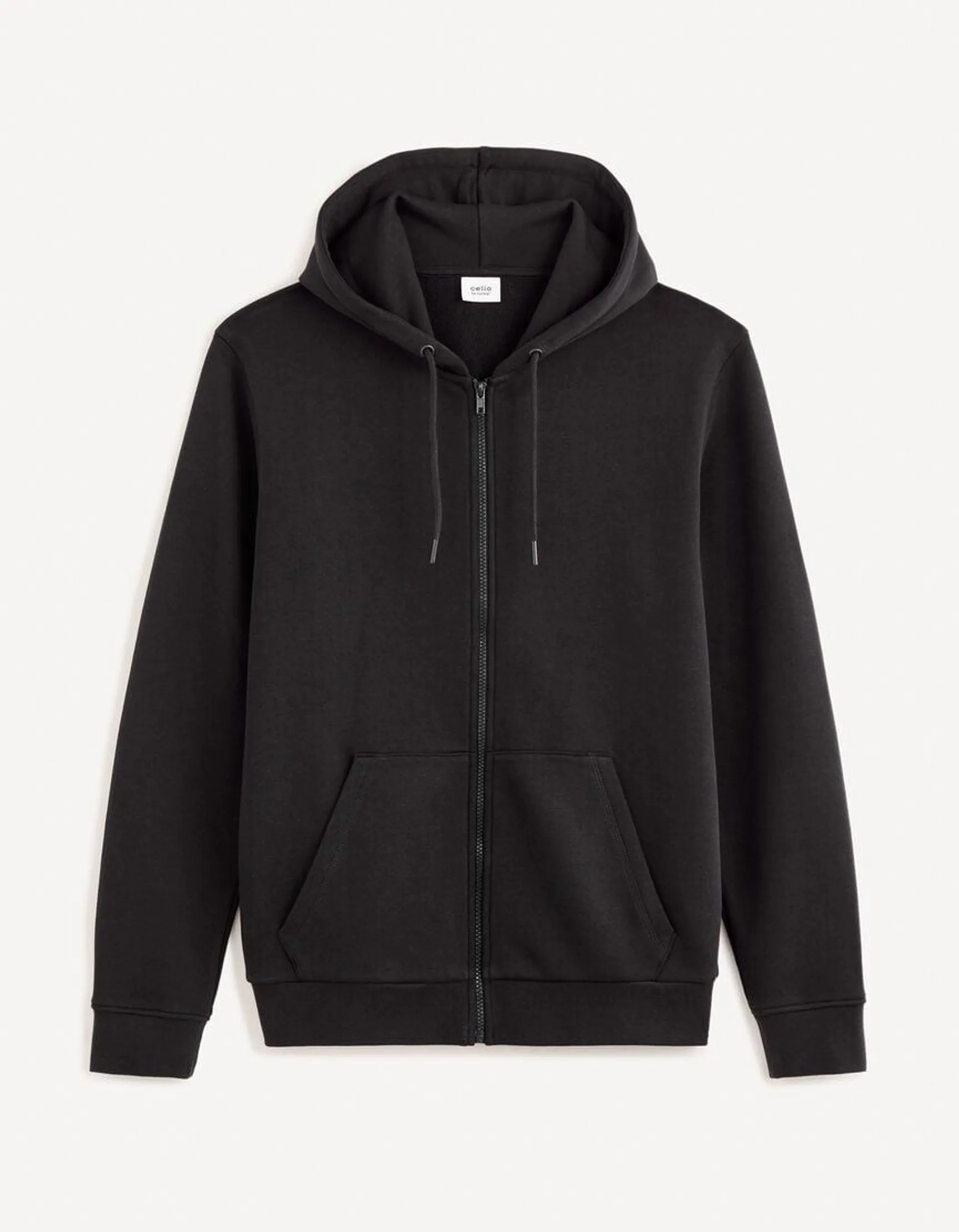 Sweat zippé à capuche en coton - noir