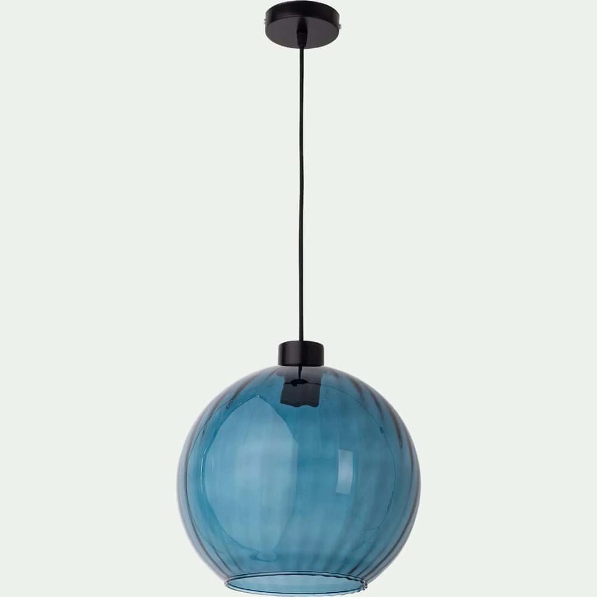 ALARI Suspension électrifiée en verre d30cm - bleu marine