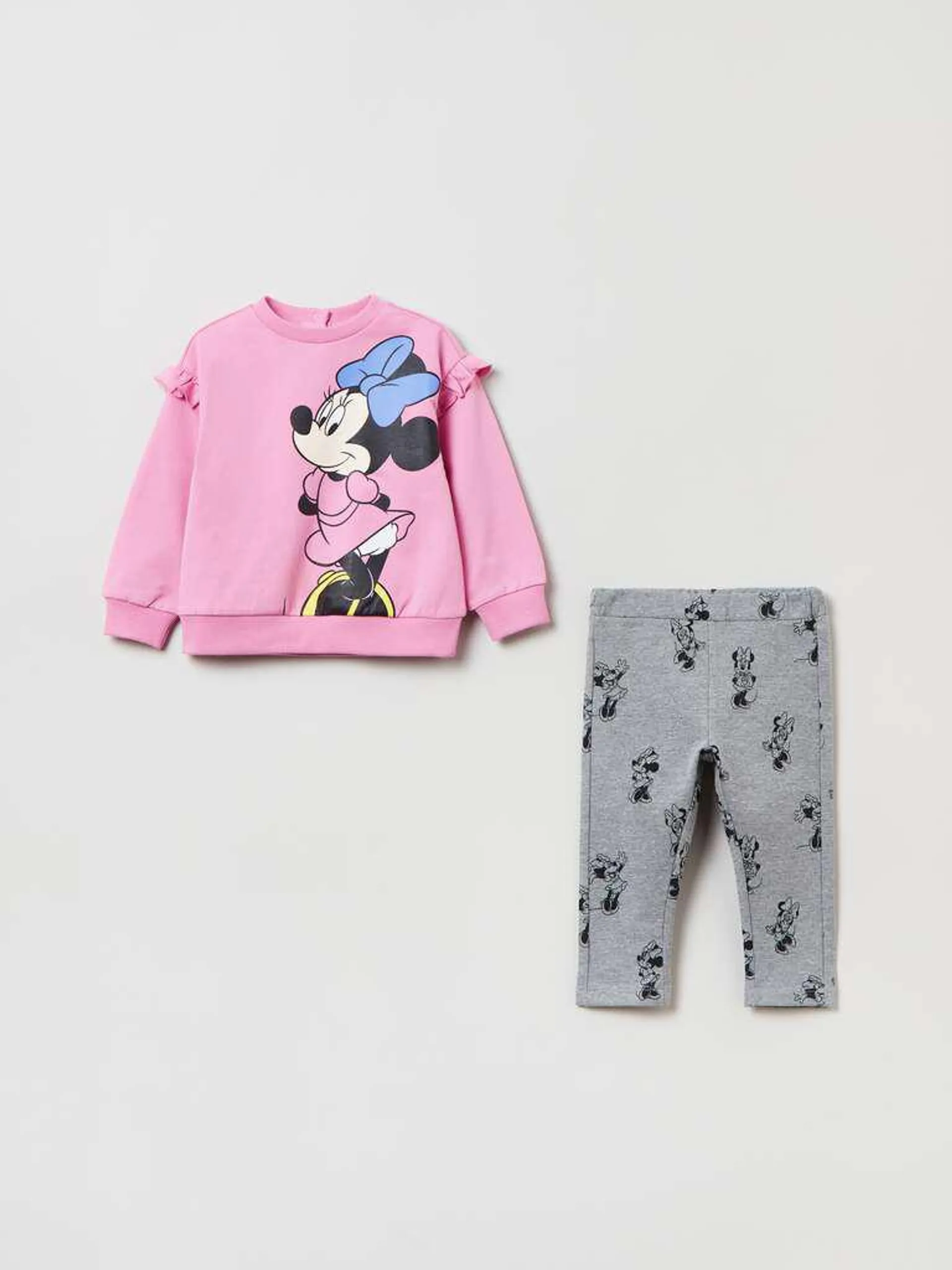 Jogging set with Minnie Mouse print Gris/rose