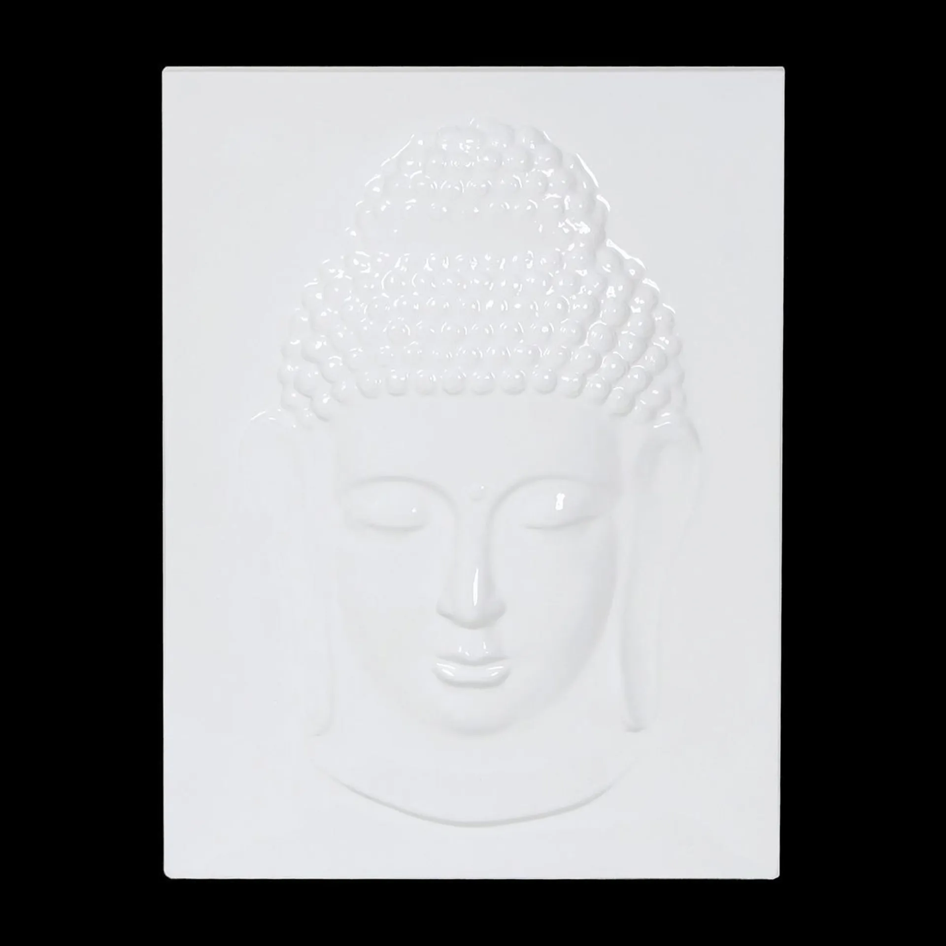 Déco murale Bouddha en fiberstone - 61 x 8 x H 47 cm - Blanc