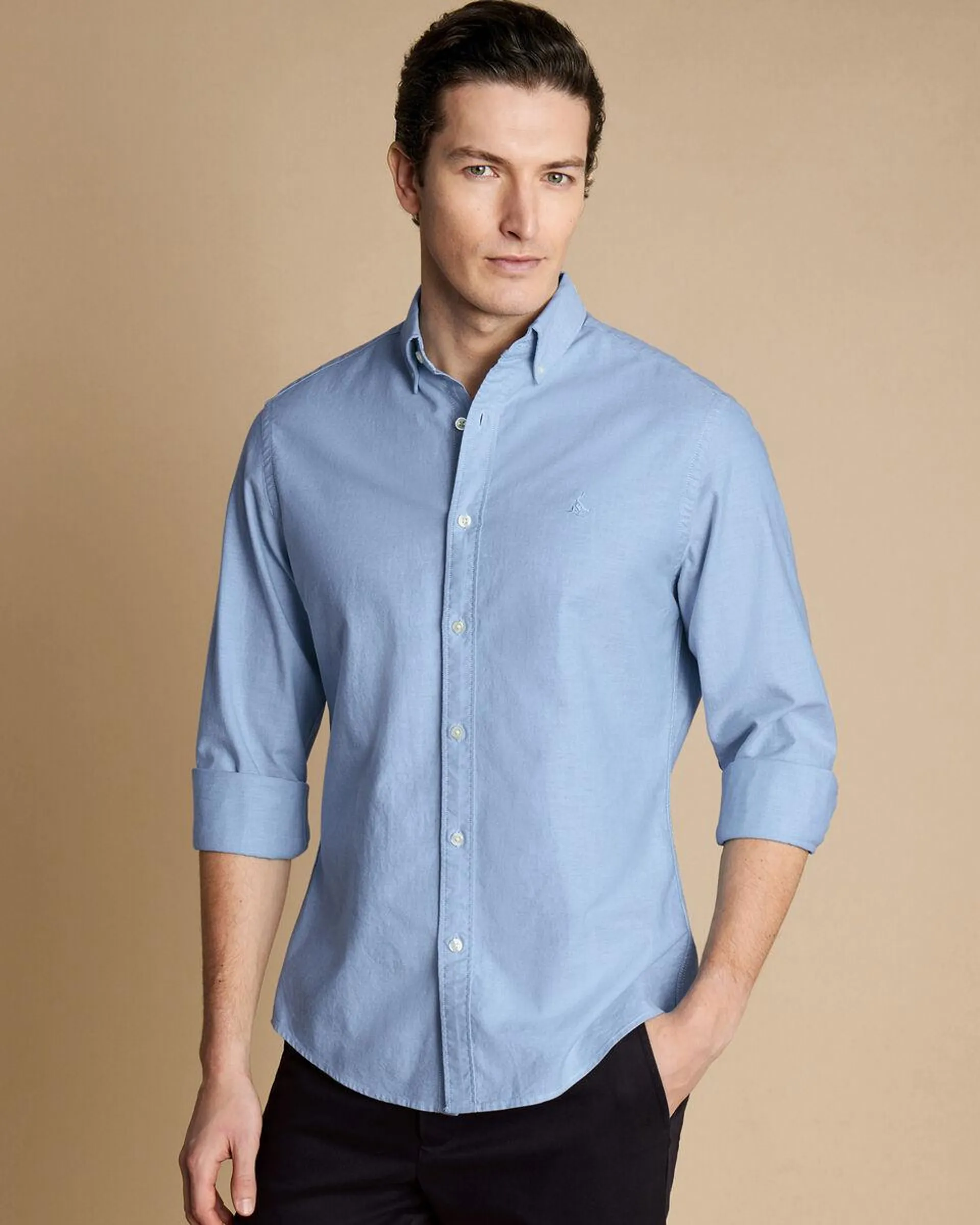 details about product: Button-Down Collar Stretch Washed Oxford Shirt - Sky Blue