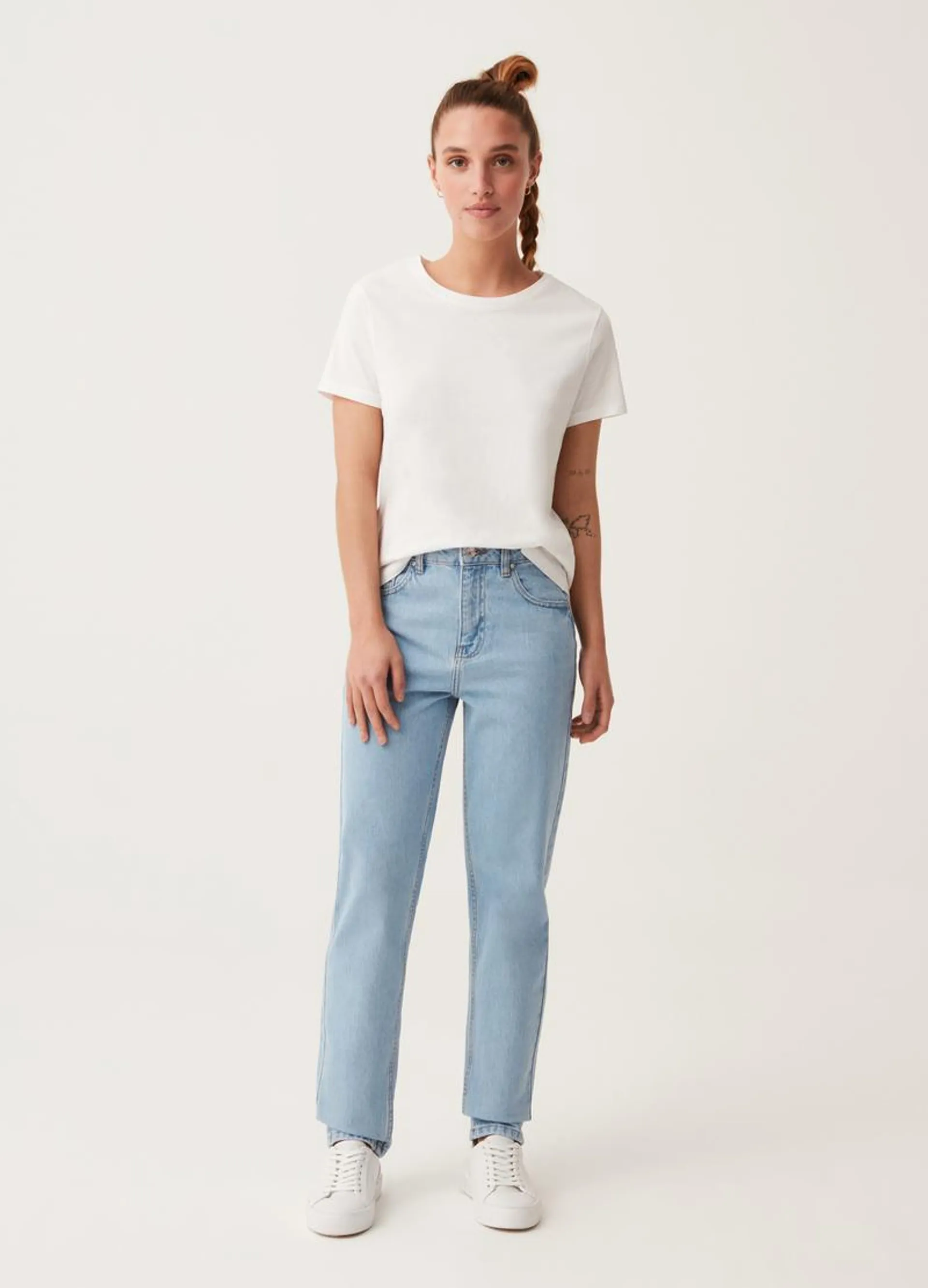 Cotton mum-fit jeans